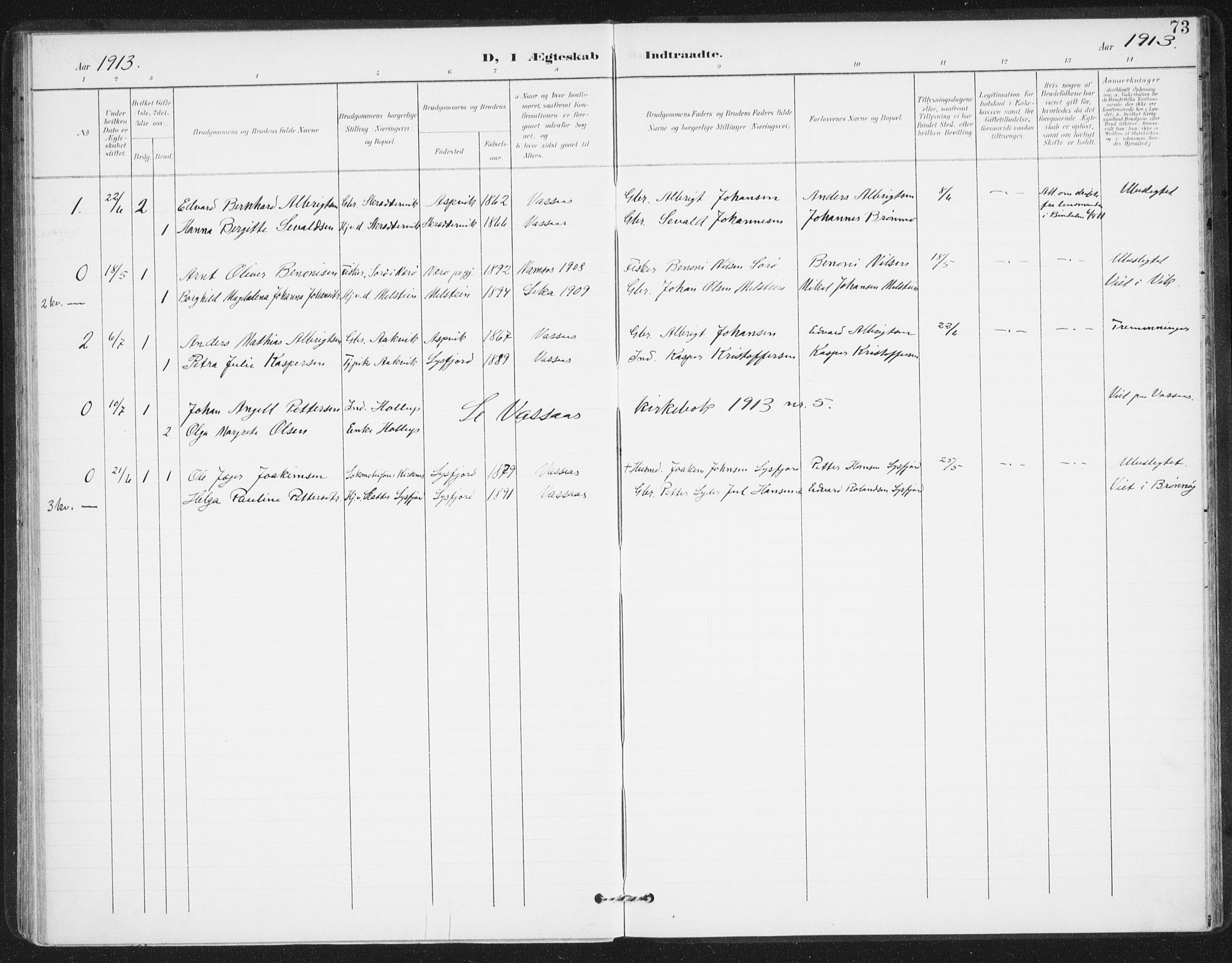 Ministerialprotokoller, klokkerbøker og fødselsregistre - Nordland, SAT/A-1459/811/L0167: Ministerialbok nr. 811A04, 1899-1913, s. 73