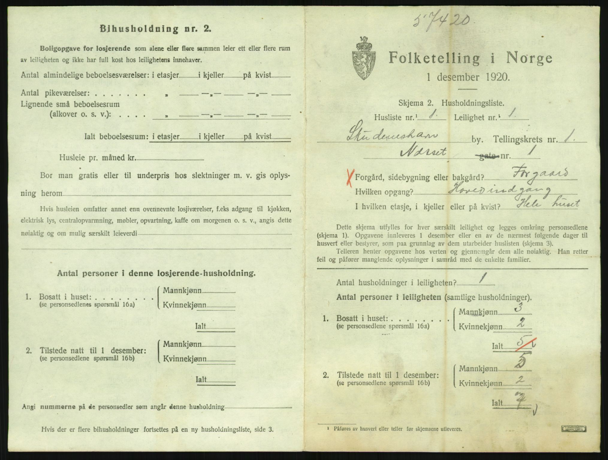 SAST, Folketelling 1920 for 1104 Skudeneshavn ladested, 1920, s. 501