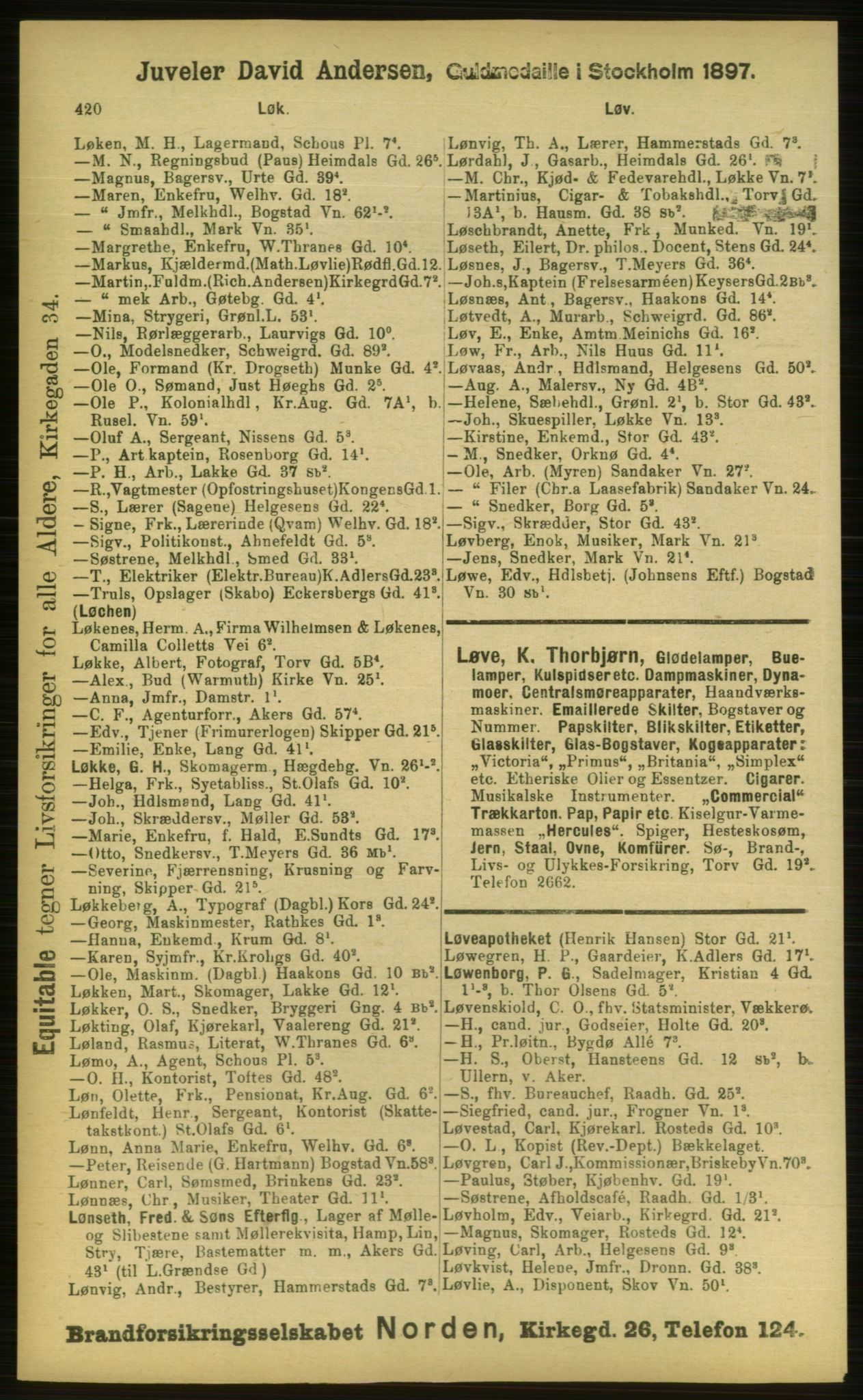 Kristiania/Oslo adressebok, PUBL/-, 1898, s. 420