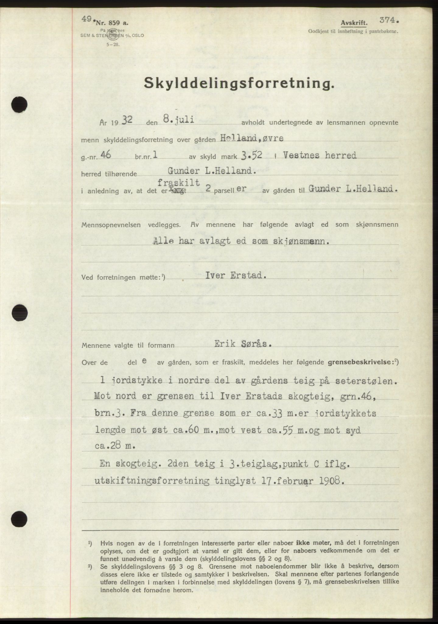 Romsdal sorenskriveri, SAT/A-4149/1/2/2C/L0061: Pantebok nr. 55, 1932-1932, Tingl.dato: 08.07.1932