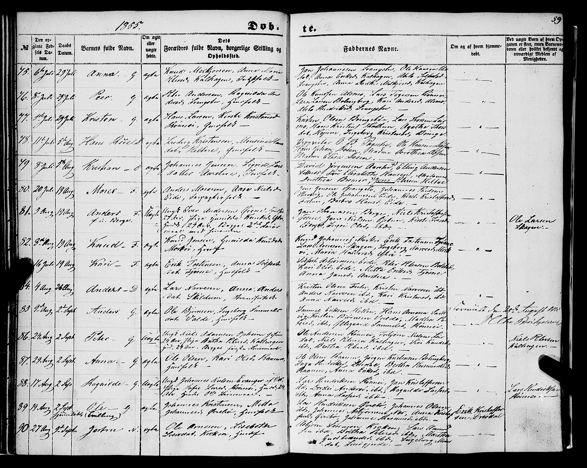 Luster sokneprestembete, AV/SAB-A-81101/H/Haa/Haaa/L0007: Ministerialbok nr. A 7, 1849-1859, s. 59