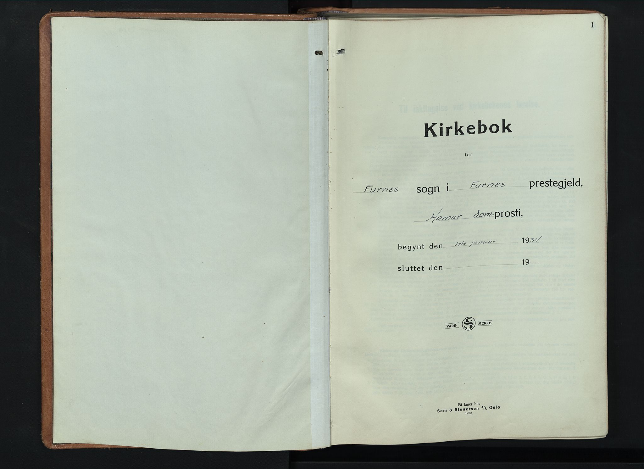 Furnes prestekontor, SAH/PREST-012/L/La/L0002: Klokkerbok nr. 2, 1934-1956, s. 1