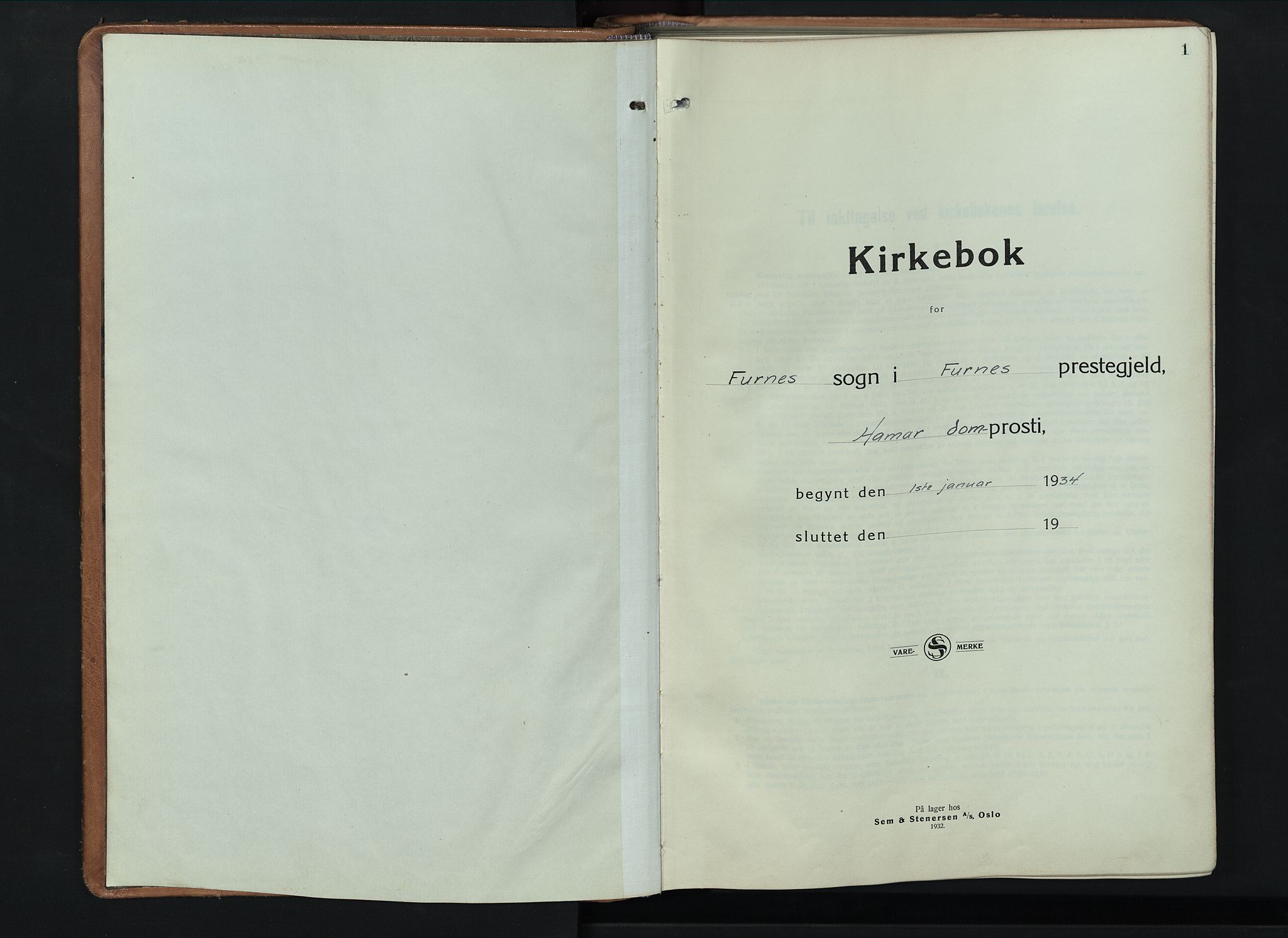 Furnes prestekontor, AV/SAH-PREST-012/L/La/L0002: Klokkerbok nr. 2, 1934-1956, s. 1