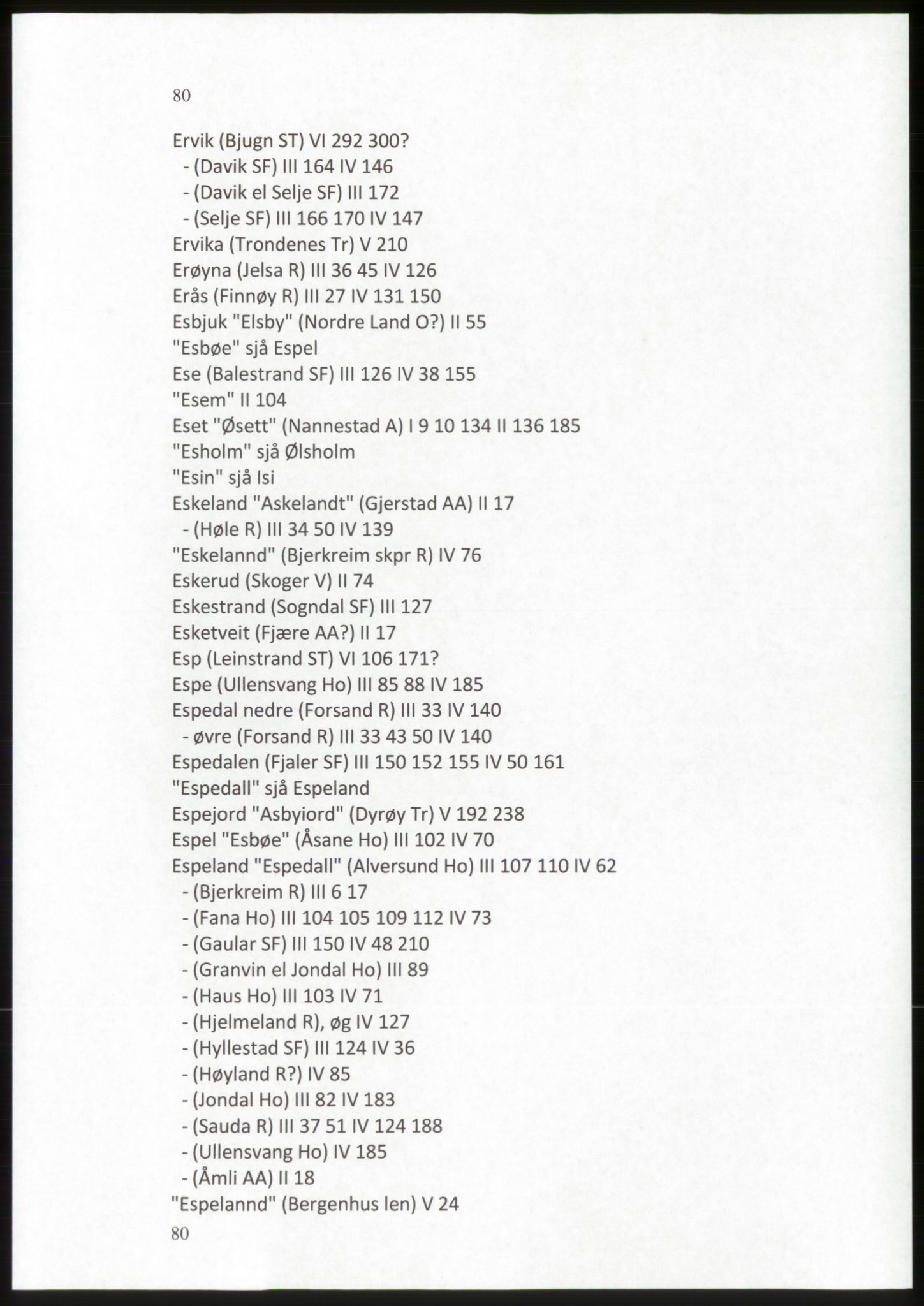 Publikasjoner utgitt av Arkivverket, PUBL/PUBL-001/C/0009: Stedsnavnregister, 1548-1567, s. 80