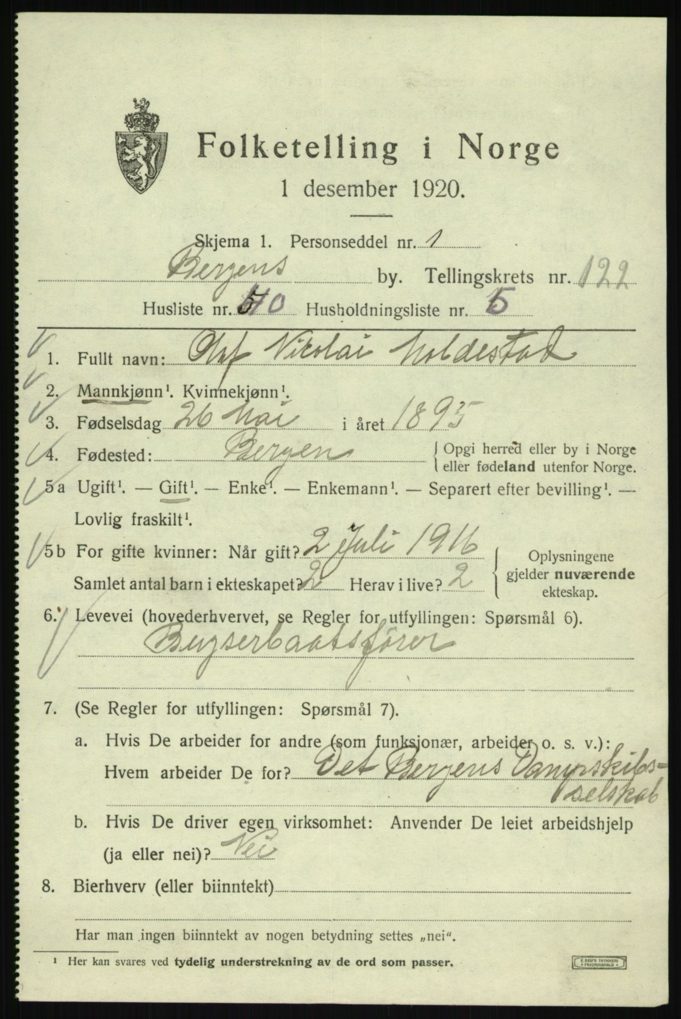 SAB, Folketelling 1920 for 1301 Bergen kjøpstad, 1920, s. 206514