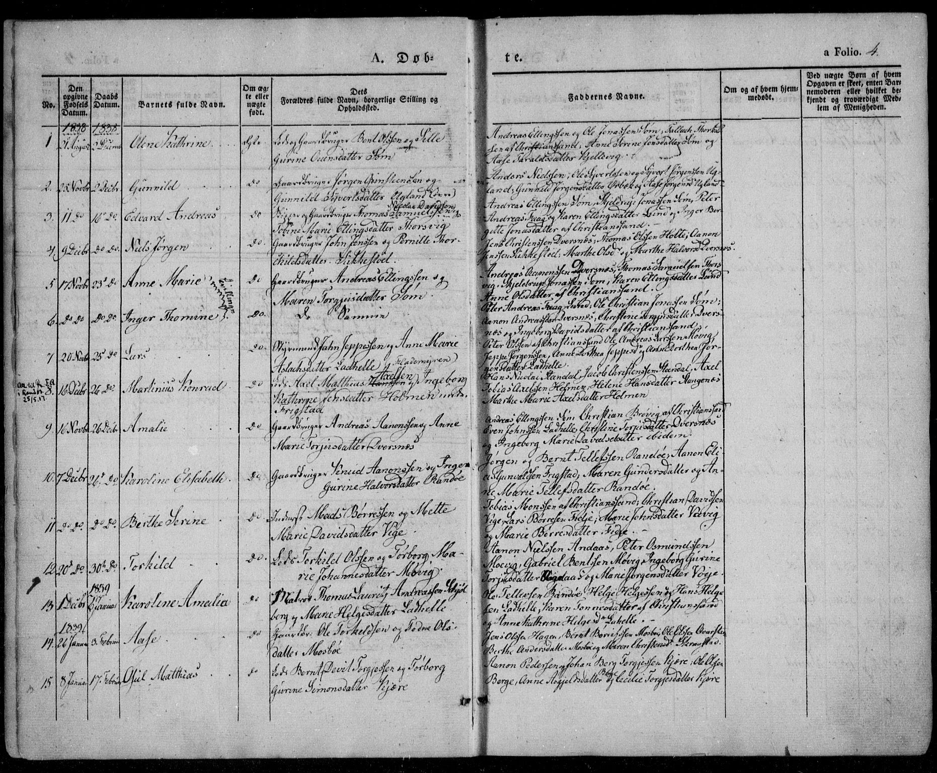 Oddernes sokneprestkontor, AV/SAK-1111-0033/F/Fa/Faa/L0006: Ministerialbok nr. A 6, 1838-1851, s. 4