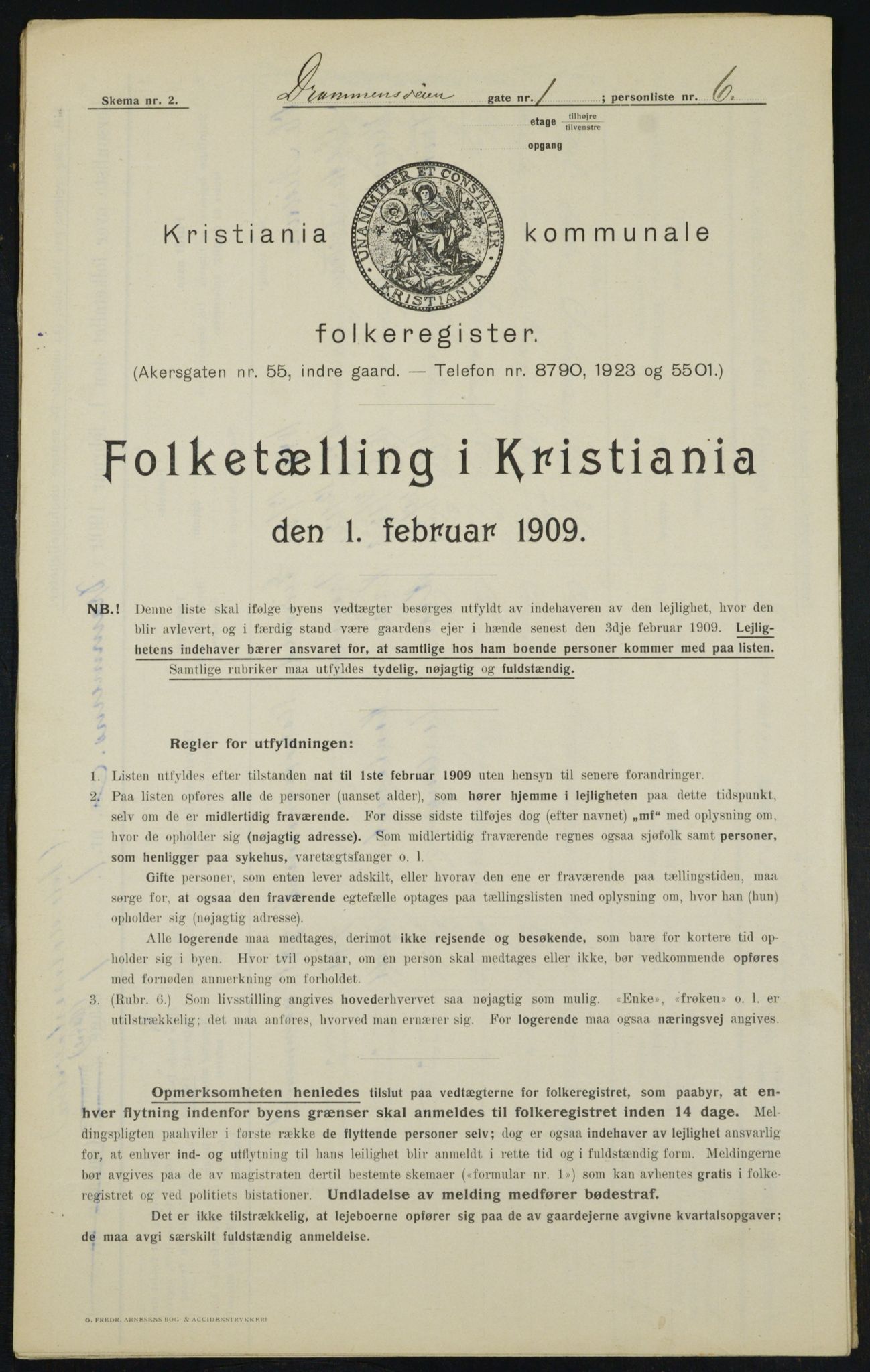 OBA, Kommunal folketelling 1.2.1909 for Kristiania kjøpstad, 1909, s. 14809