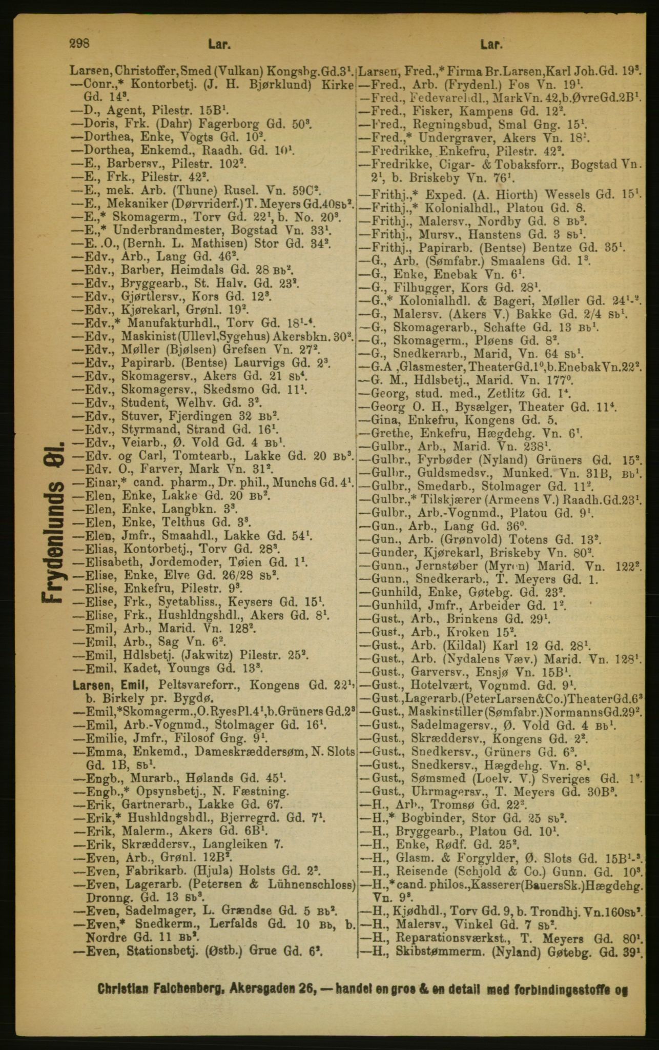 Kristiania/Oslo adressebok, PUBL/-, 1889, s. 298