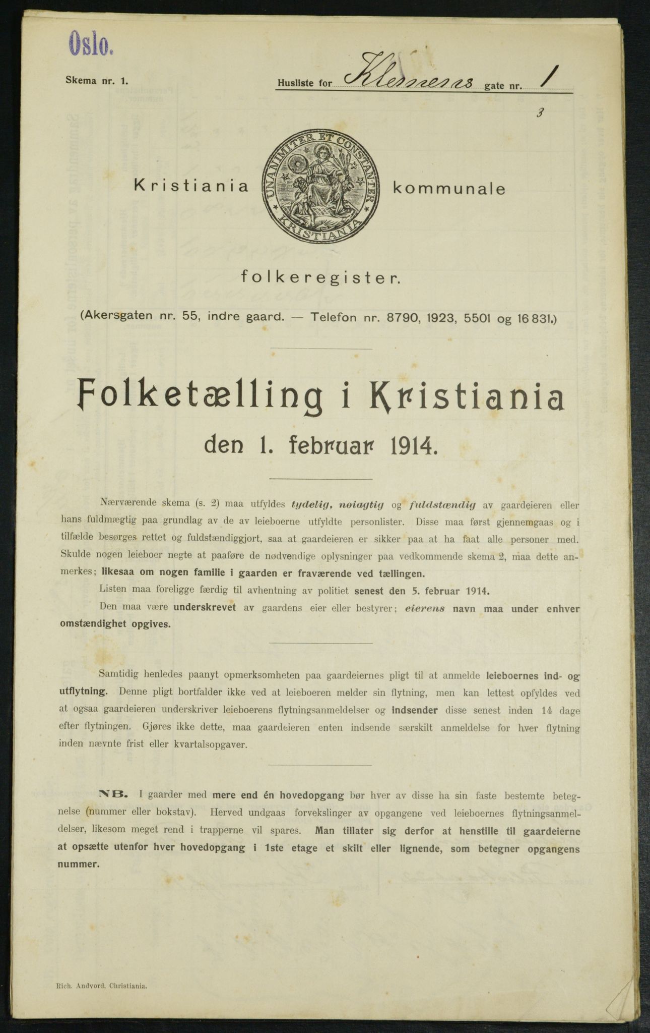 OBA, Kommunal folketelling 1.2.1914 for Kristiania, 1914, s. 12926