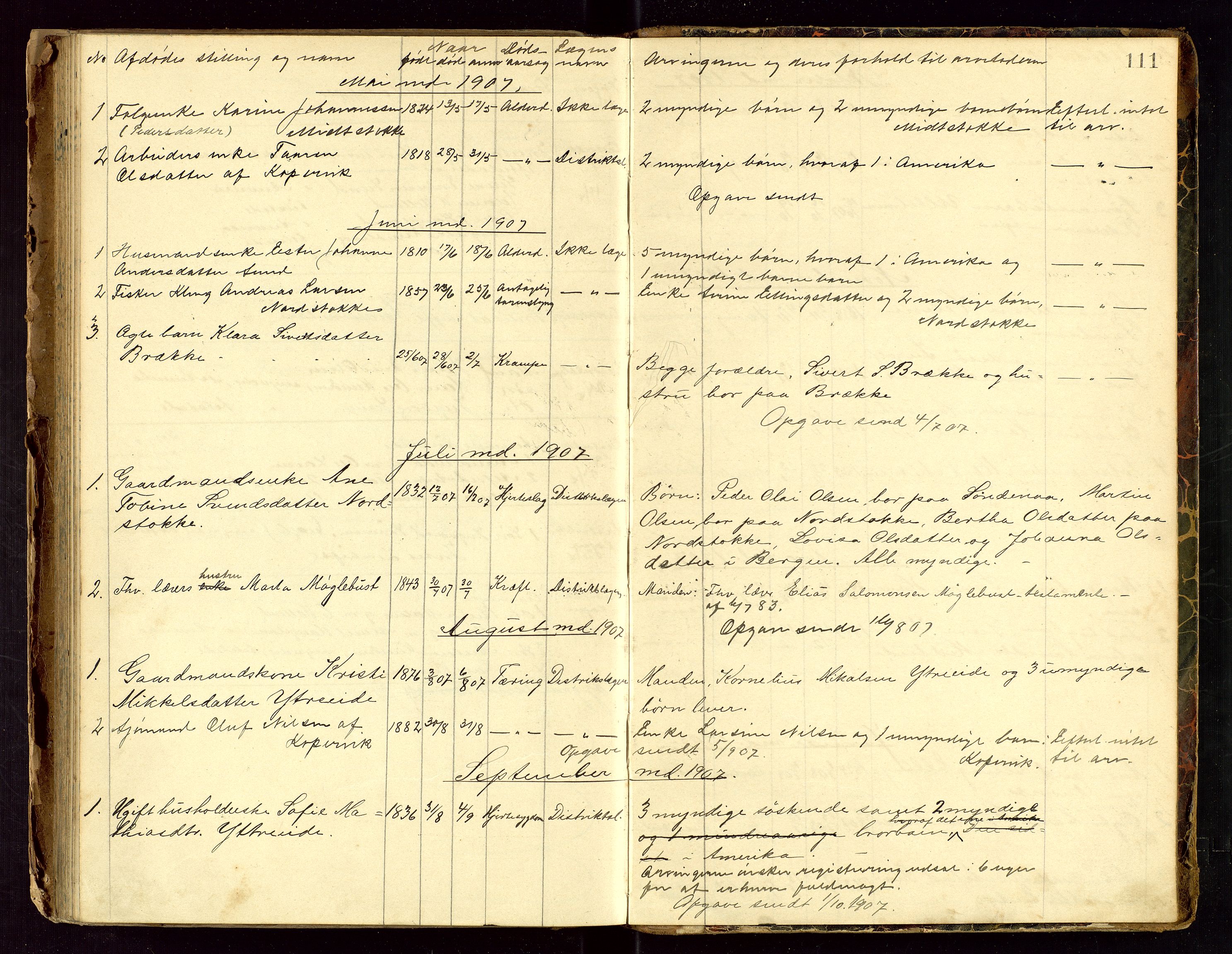 Avaldsnes lensmannskontor, AV/SAST-A-100286/Gga/L0001: Dødsfallsprotokoll for Avaldsnes prestegjeld og Kopervik sokn, 1897-1916, s. 111