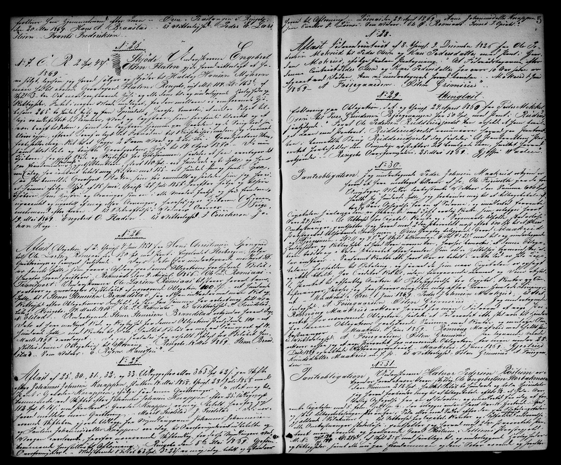 Mellom-Gudbrandsdal sorenskriveri, AV/SAH-TING-038/H/Hb/L0005: Pantebok nr. 5, 1869-1873, s. 5