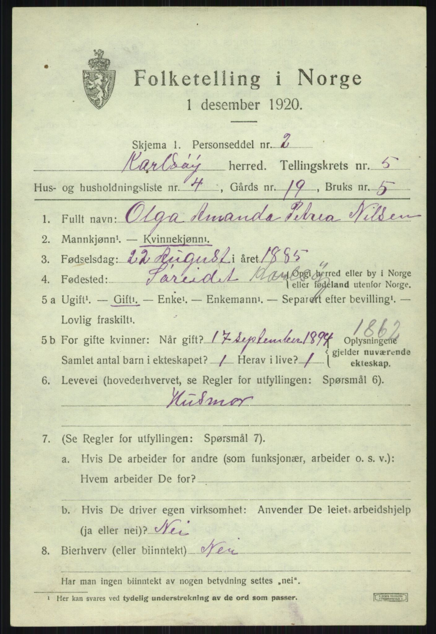SATØ, Folketelling 1920 for 1936 Karlsøy herred, 1920, s. 2194