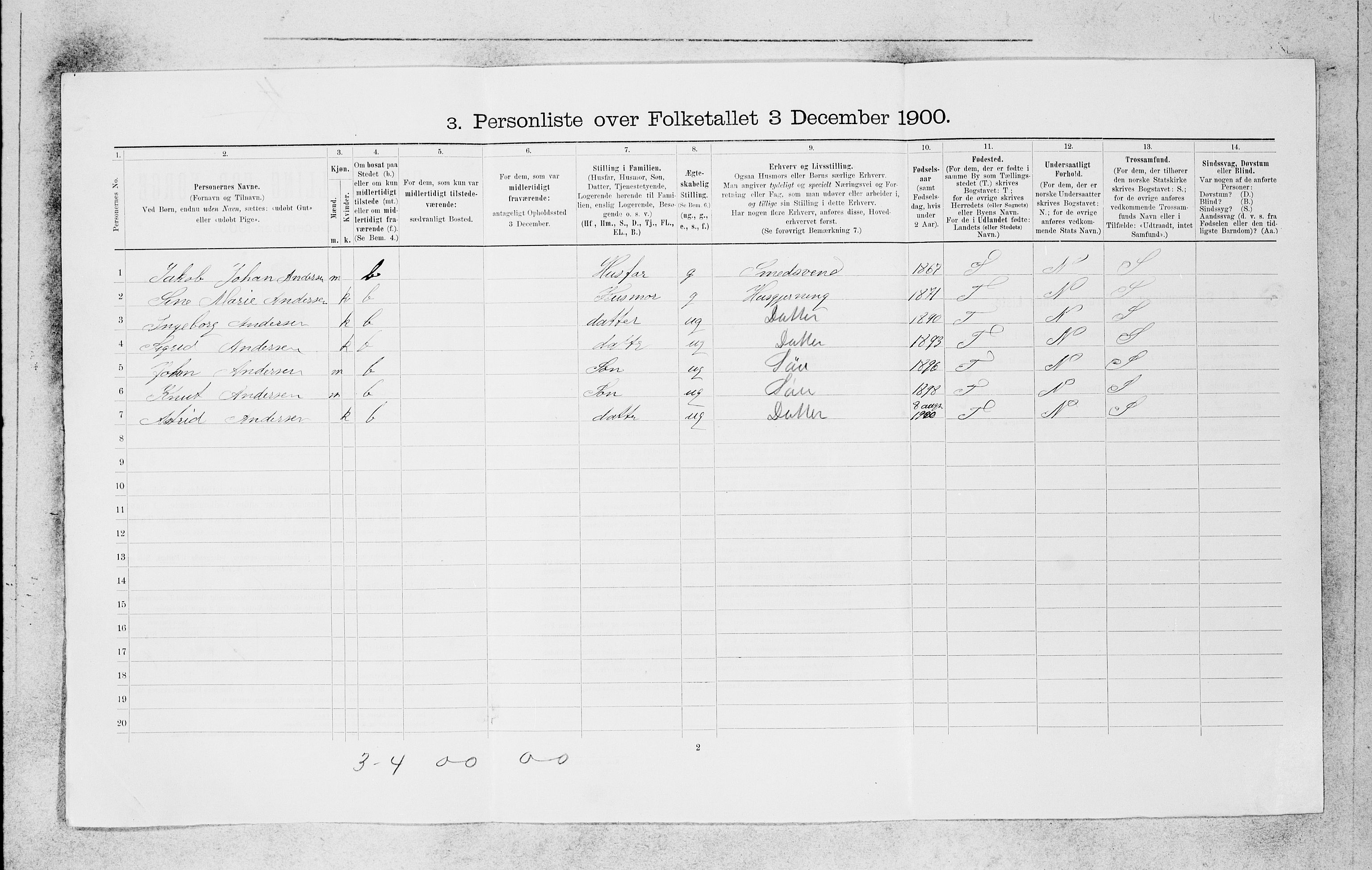 SAB, Folketelling 1900 for 1301 Bergen kjøpstad, 1900, s. 11240