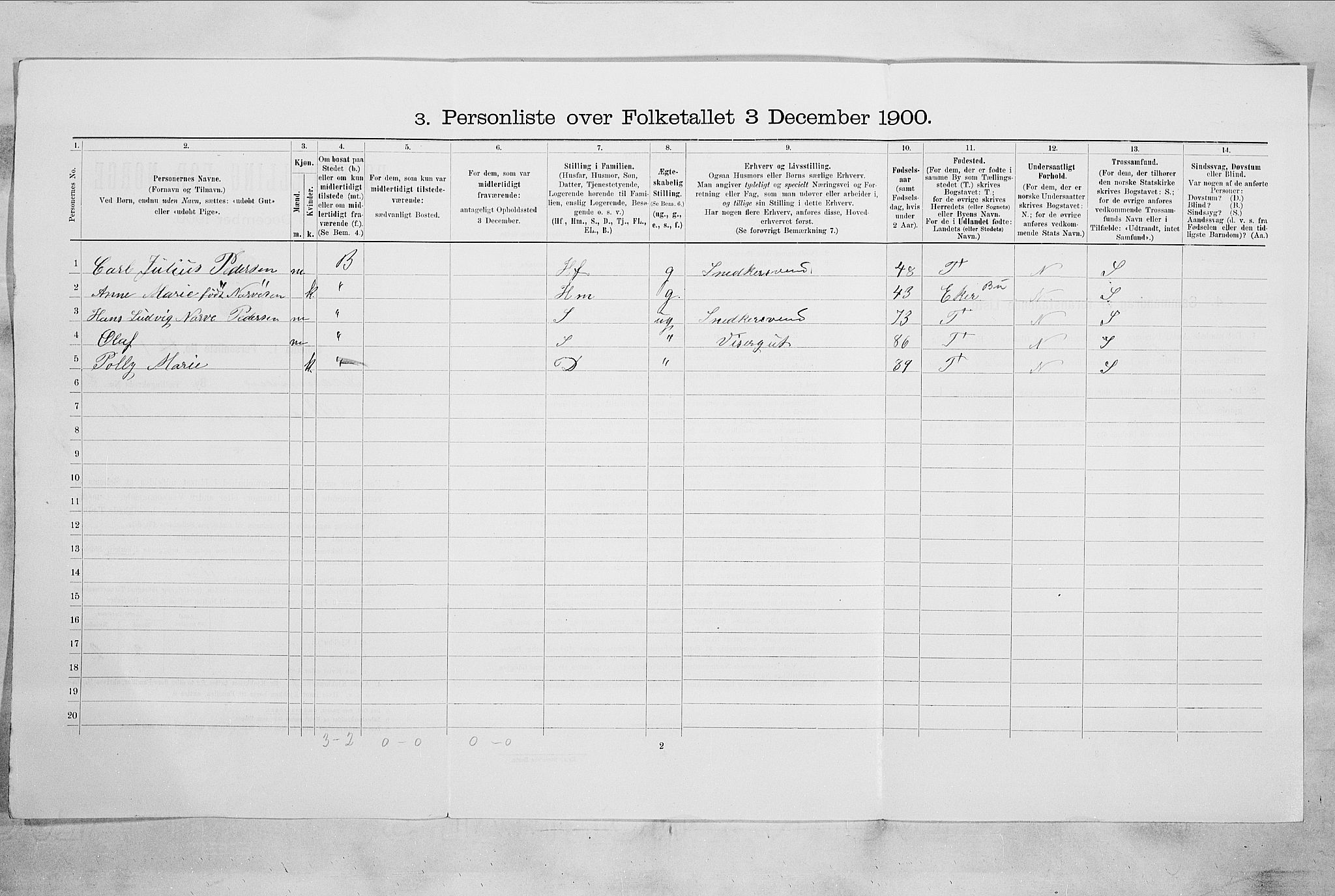 RA, Folketelling 1900 for 0602 Drammen kjøpstad, 1900, s. 1601