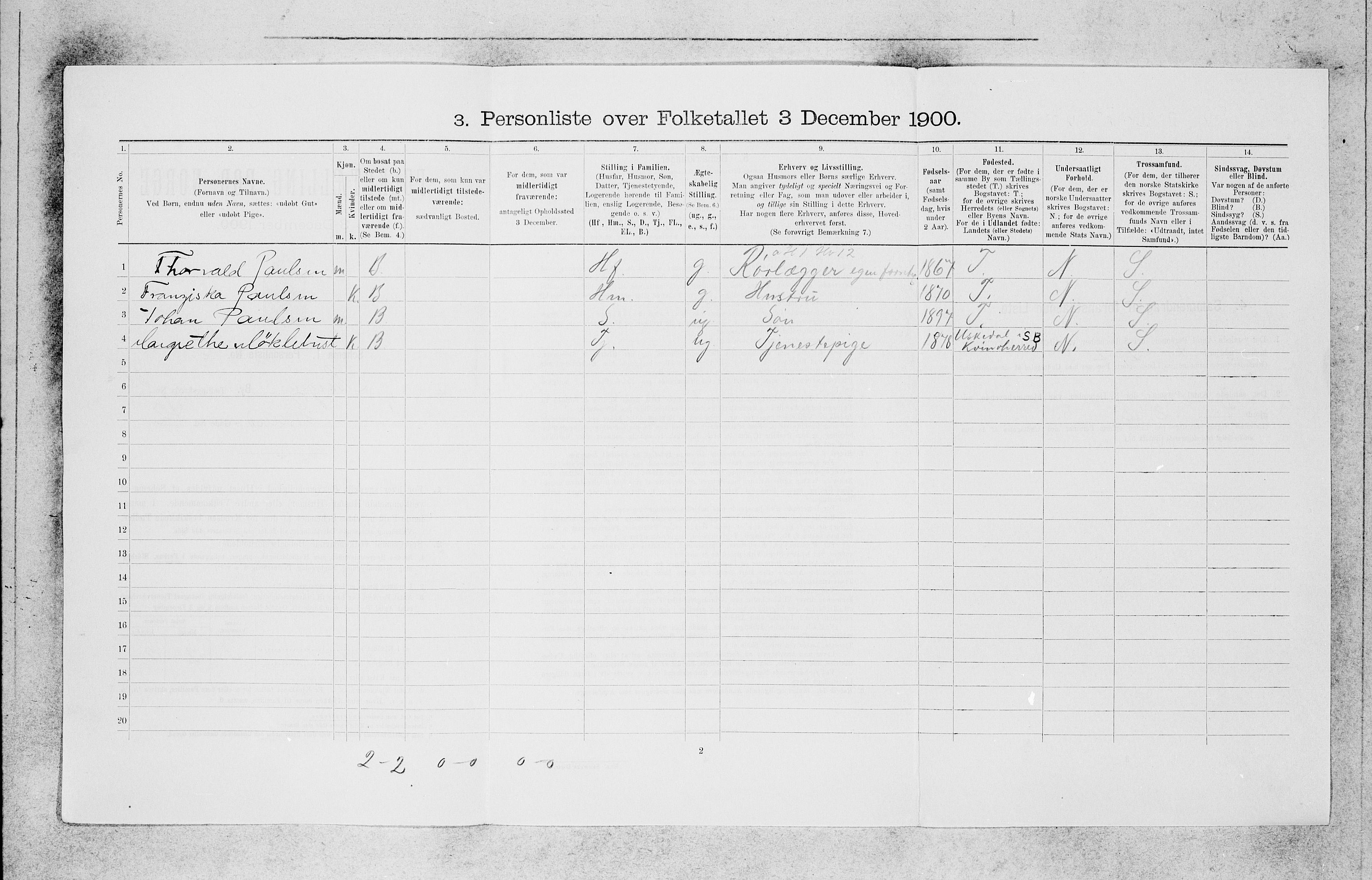 SAB, Folketelling 1900 for 1301 Bergen kjøpstad, 1900, s. 7243