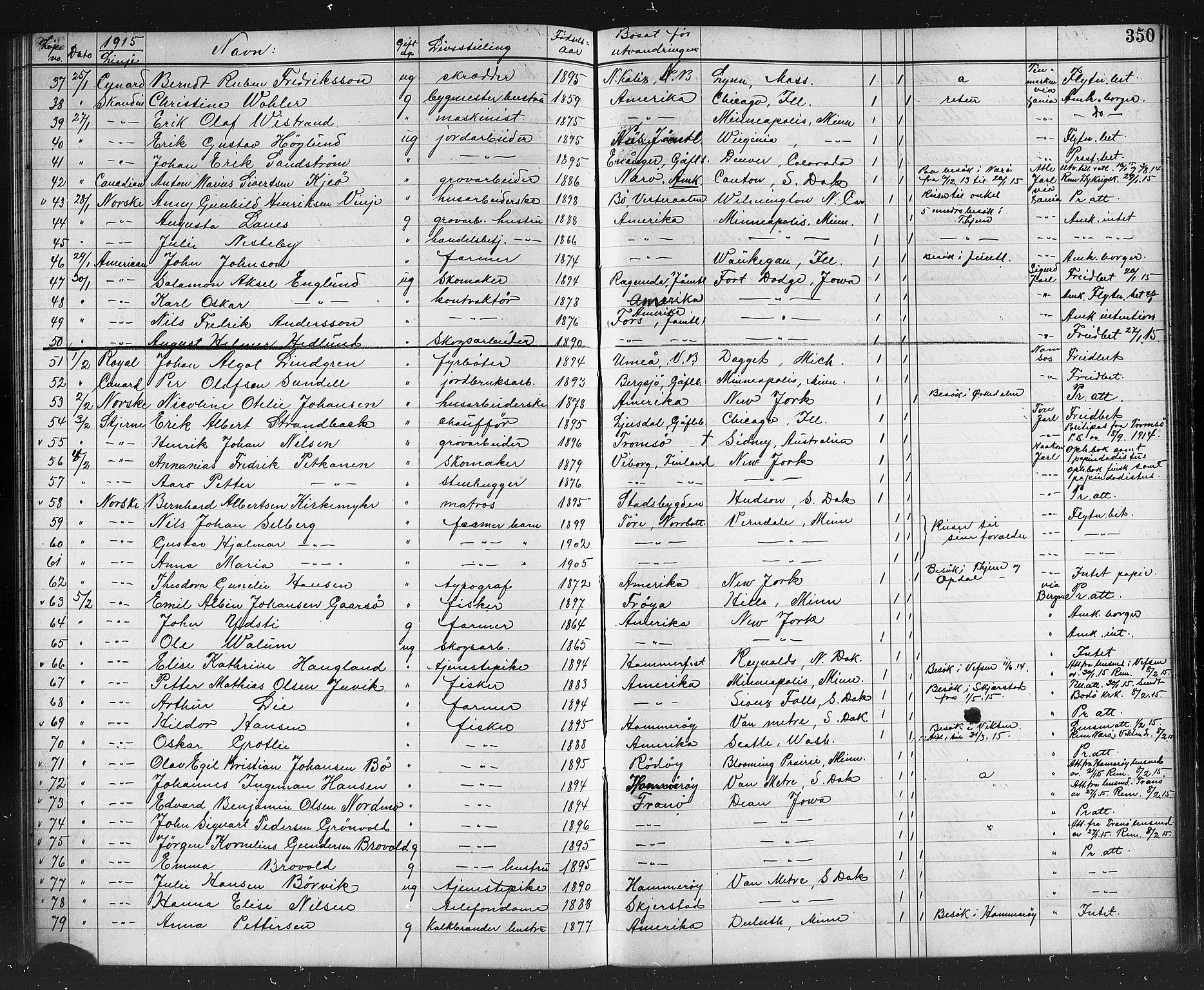 Trondheim politikammer, AV/SAT-A-1887/1/32/L0015: Emigrantprotokoll XIV, 1911-1916, s. 350