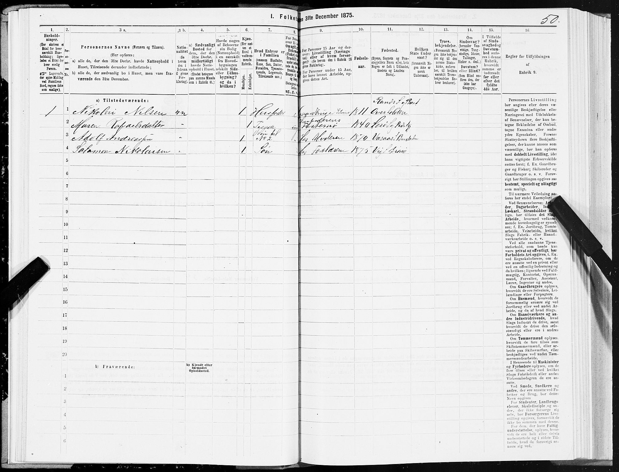 SAT, Folketelling 1875 for 1814P Brønnøy prestegjeld, 1875, s. 1050