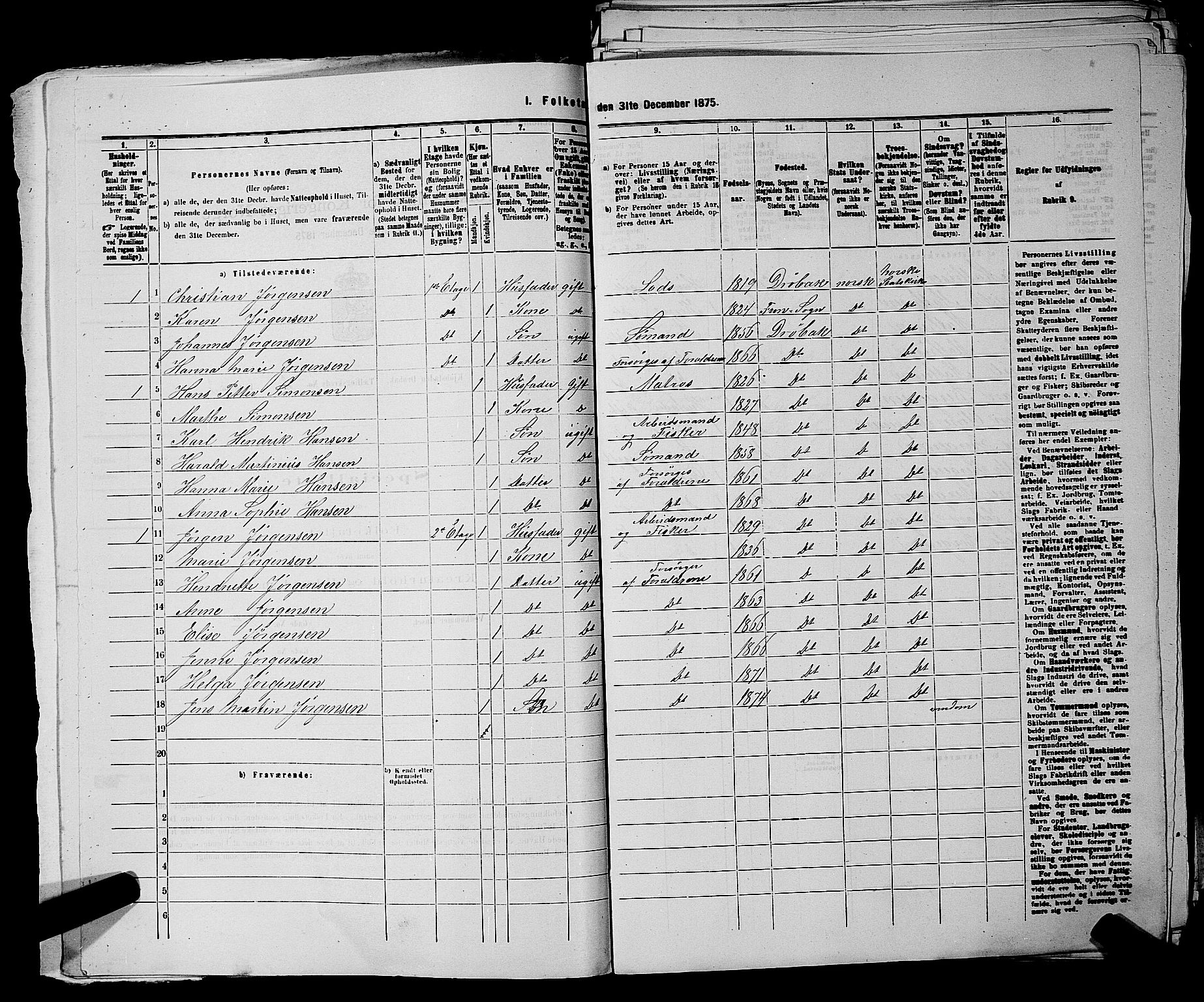 RA, Folketelling 1875 for 0203B Drøbak prestegjeld, Drøbak kjøpstad, 1875, s. 218