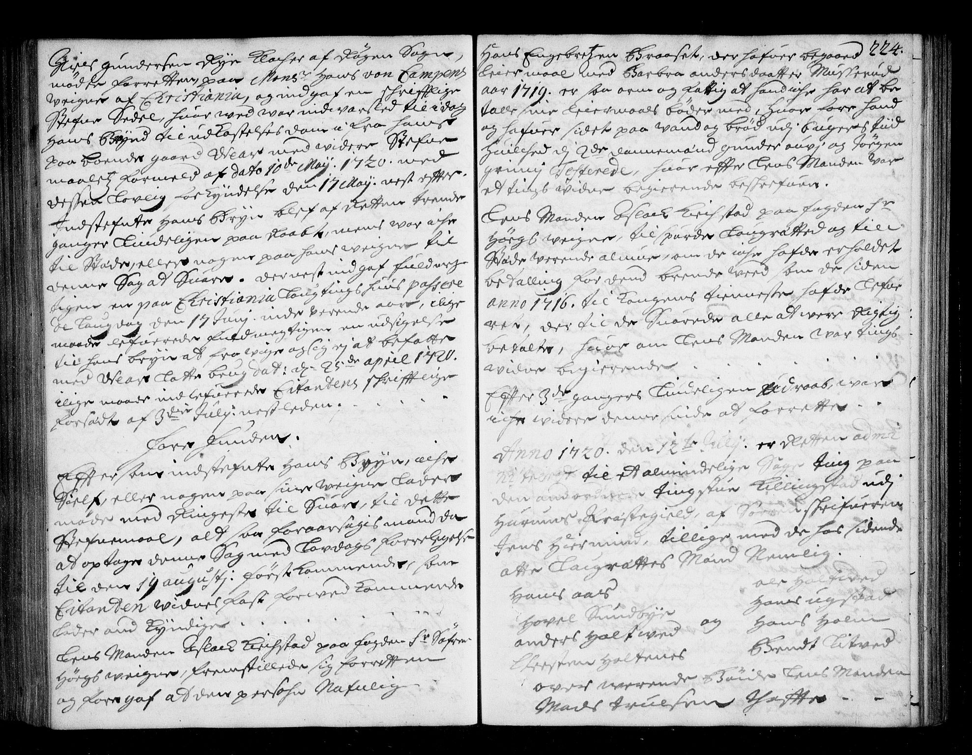 Lier, Røyken og Hurum sorenskriveri, AV/SAKO-A-89/F/Fa/L0044: Tingbok, 1716-1721, s. 224