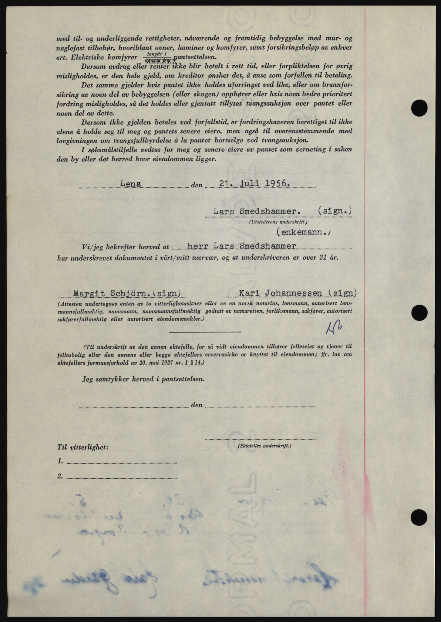 Hadeland og Land tingrett, SAH/TING-010/H/Hb/Hbc/L0034: Pantebok nr. B34, 1956-1956, Dagboknr: 2055/1956