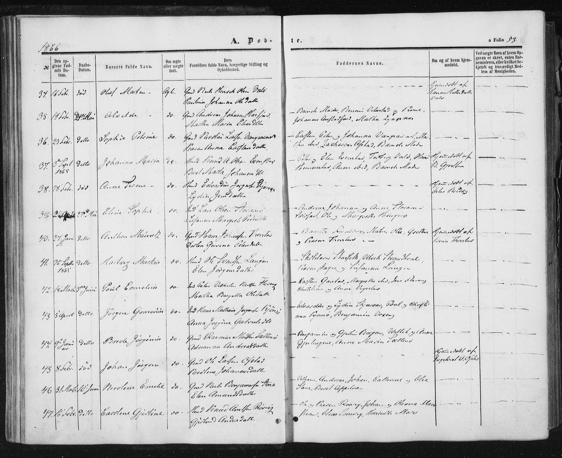 Ministerialprotokoller, klokkerbøker og fødselsregistre - Nord-Trøndelag, SAT/A-1458/784/L0670: Ministerialbok nr. 784A05, 1860-1876, s. 53