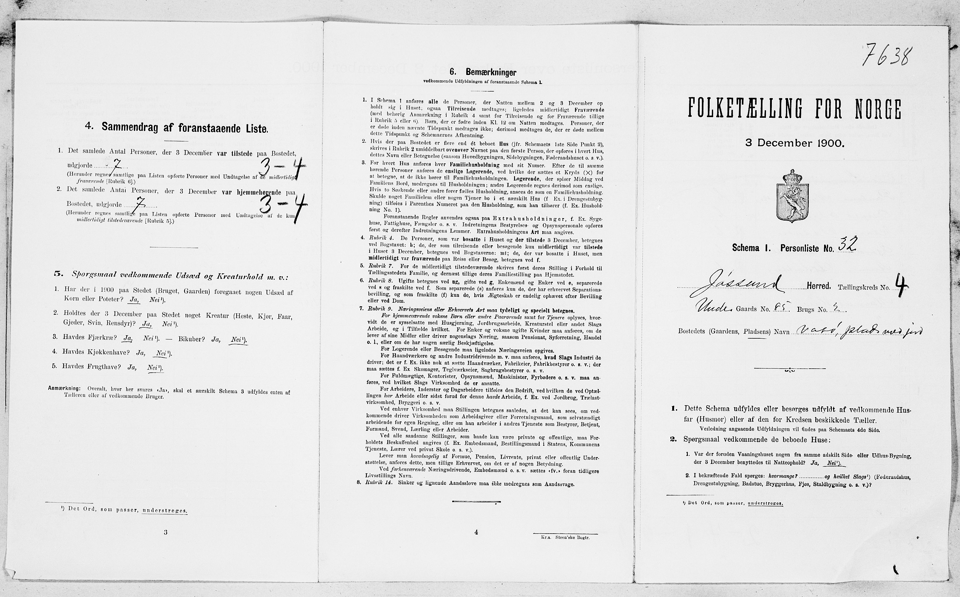 SAT, Folketelling 1900 for 1629 Jøssund herred, 1900, s. 485