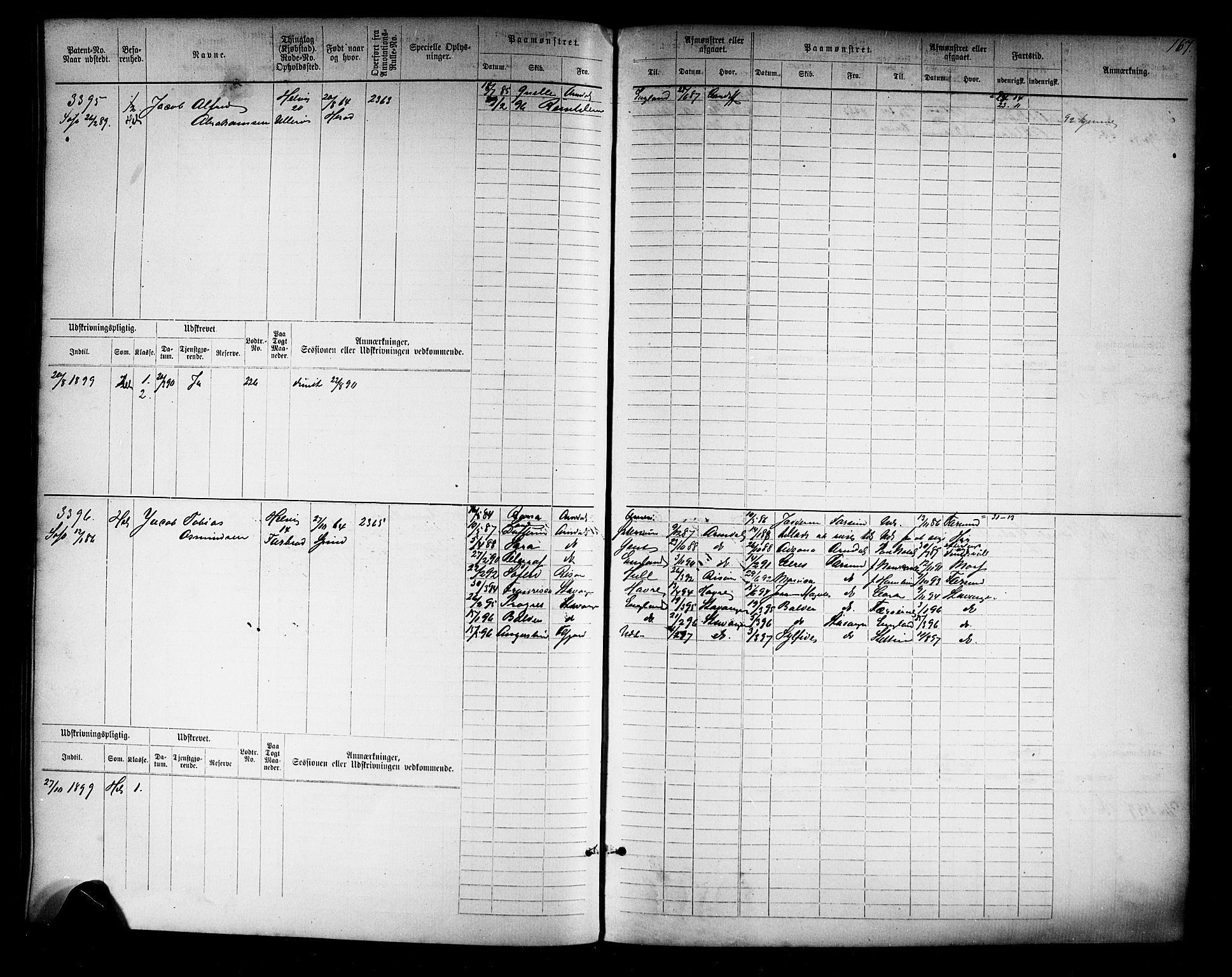 Farsund mønstringskrets, AV/SAK-2031-0017/F/Fb/L0019: Hovedrulle nr 3067-3832, Z-11, 1882-1922, s. 171