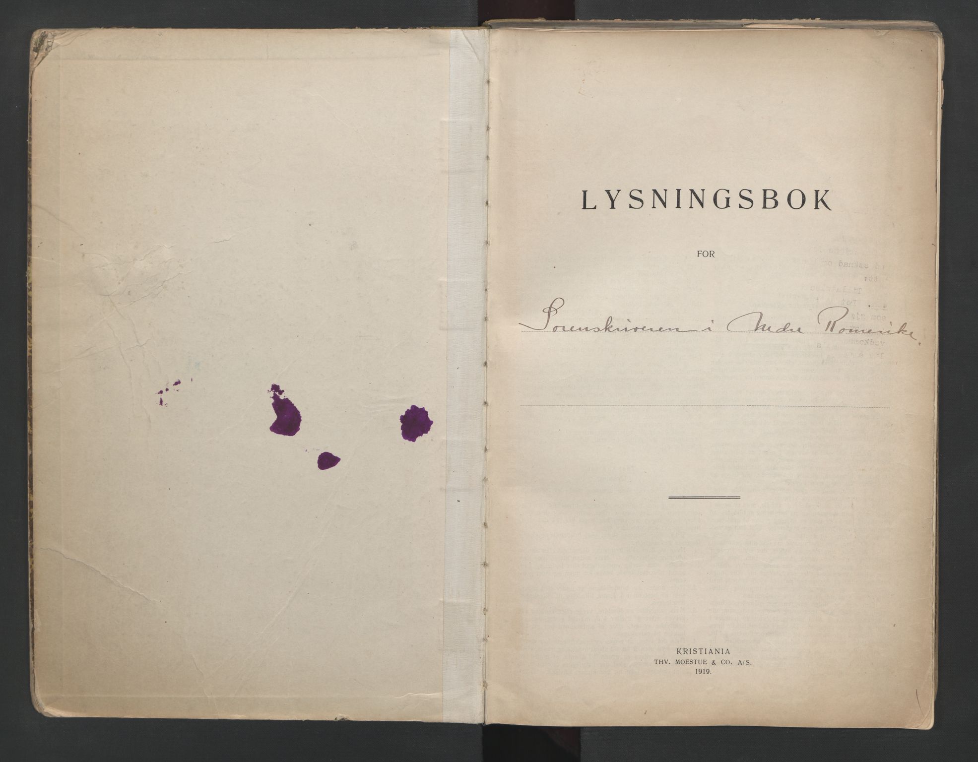 Nedre Romerike sorenskriveri, AV/SAO-A-10469/L/Lc/L0001: Lysingsbok, 1919-1944
