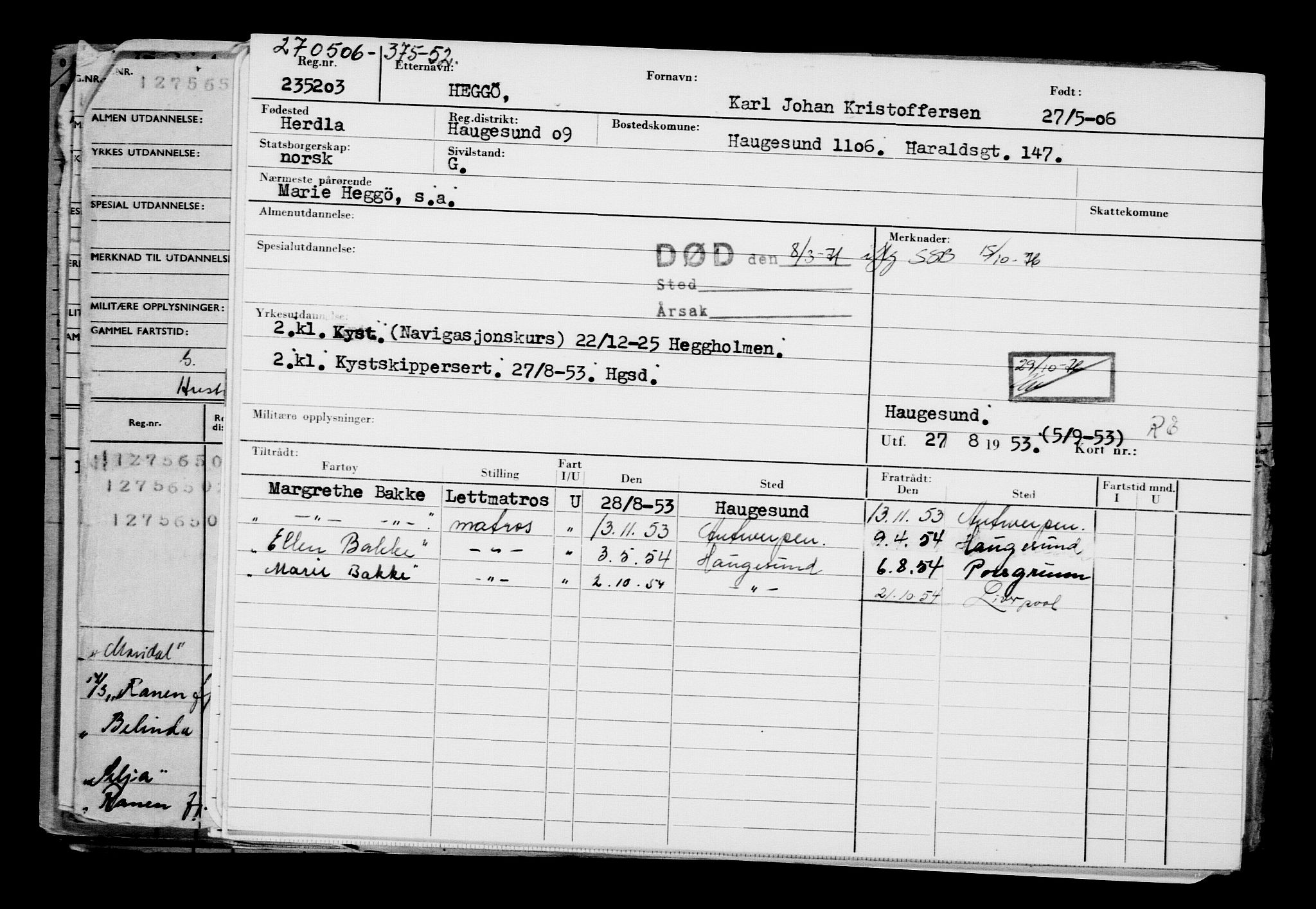 Direktoratet for sjømenn, AV/RA-S-3545/G/Gb/L0065: Hovedkort, 1906, s. 320