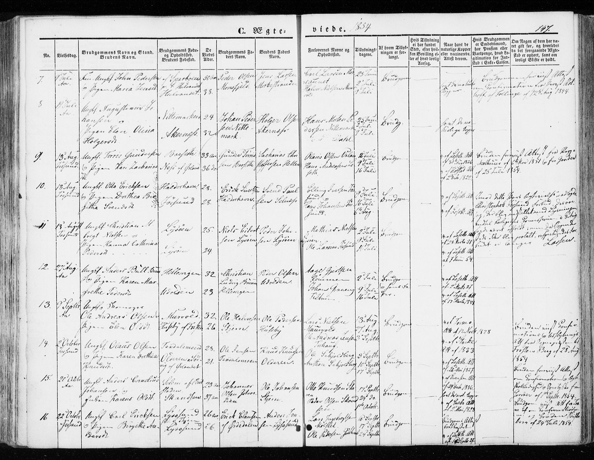 Ministerialprotokoller, klokkerbøker og fødselsregistre - Sør-Trøndelag, SAT/A-1456/655/L0677: Ministerialbok nr. 655A06, 1847-1860, s. 147