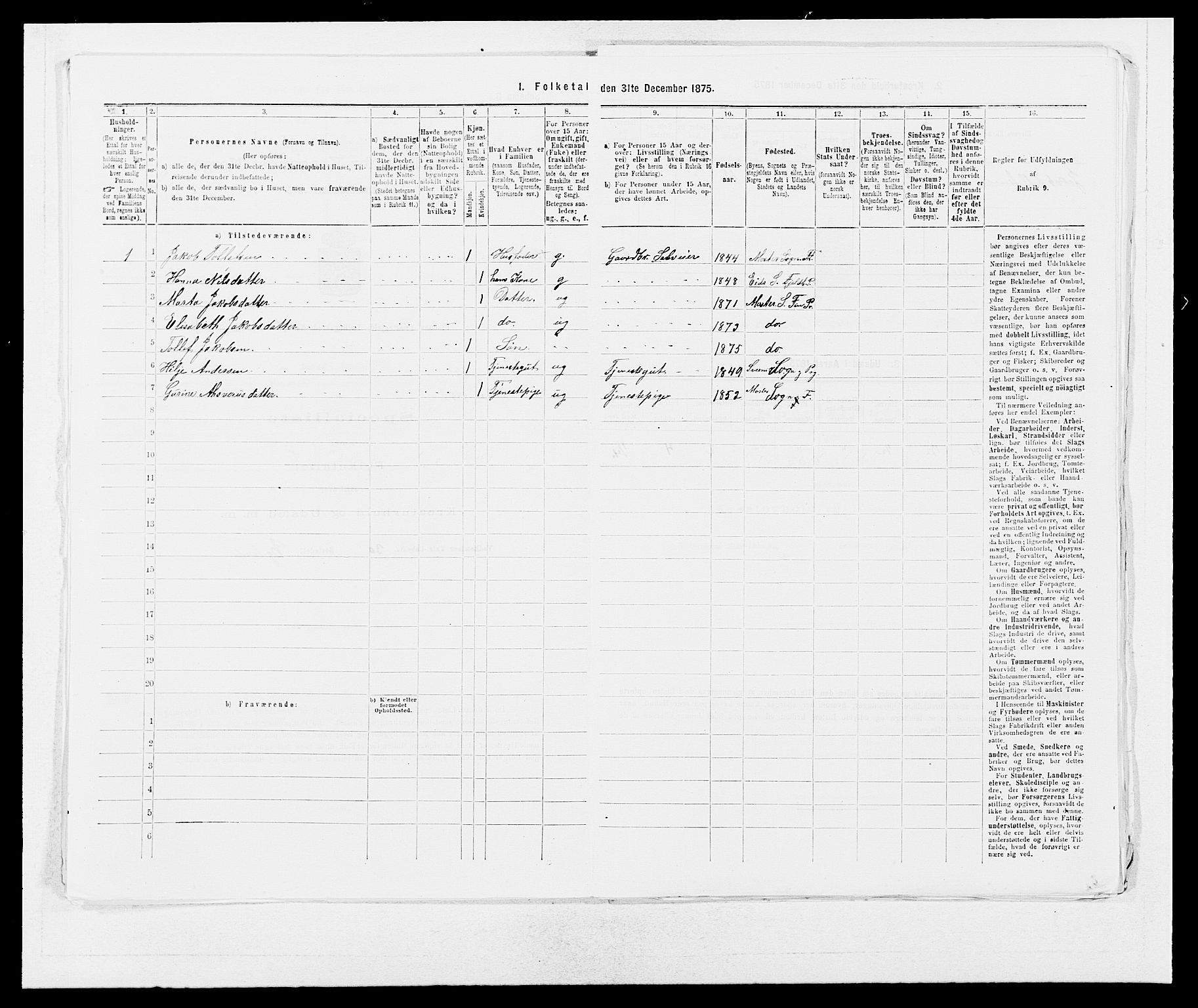 SAB, Folketelling 1875 for 1218P Finnås prestegjeld, 1875, s. 46
