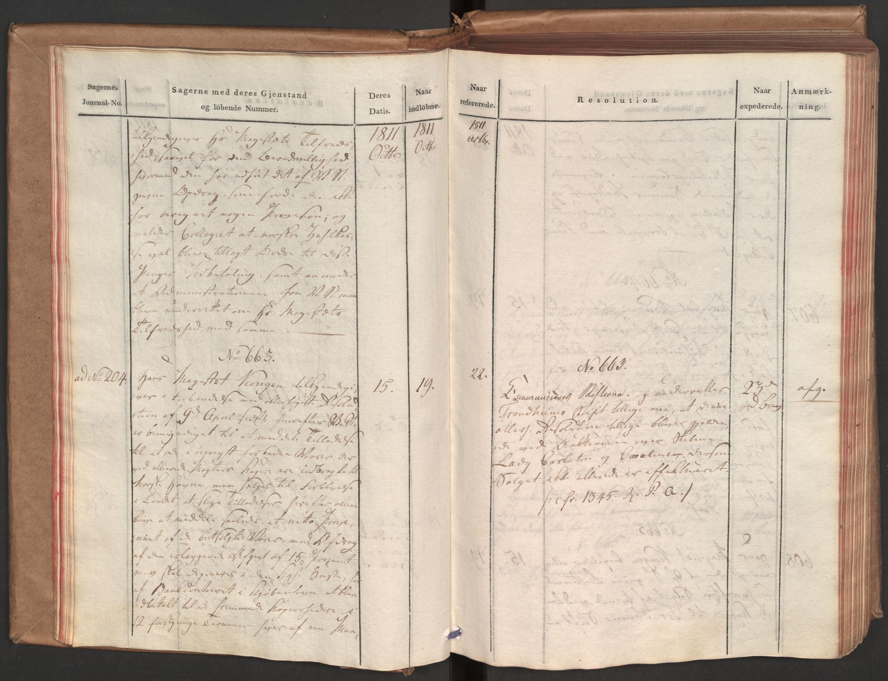 Stattholderembetet 1810-1814, 1. kontor (Kontor A), AV/RA-EA-2872/Aa/L0002: Kollegial referatprotokoll,  j.nr. 565-994,  l.nr. 611-1128, 1811-1812, s. 27