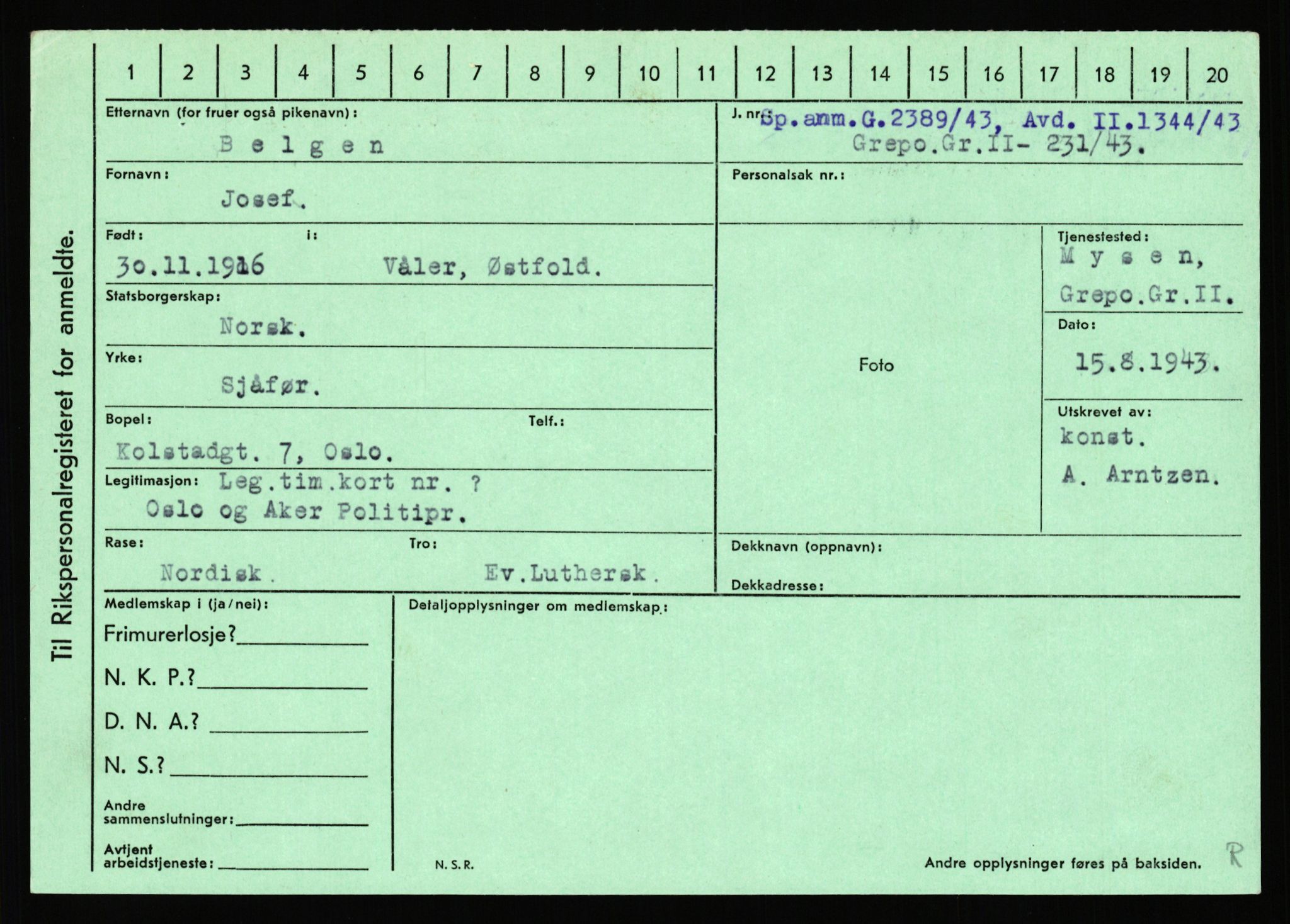 Statspolitiet - Hovedkontoret / Osloavdelingen, AV/RA-S-1329/C/Ca/L0002: Arneberg - Brand, 1943-1945, s. 1767