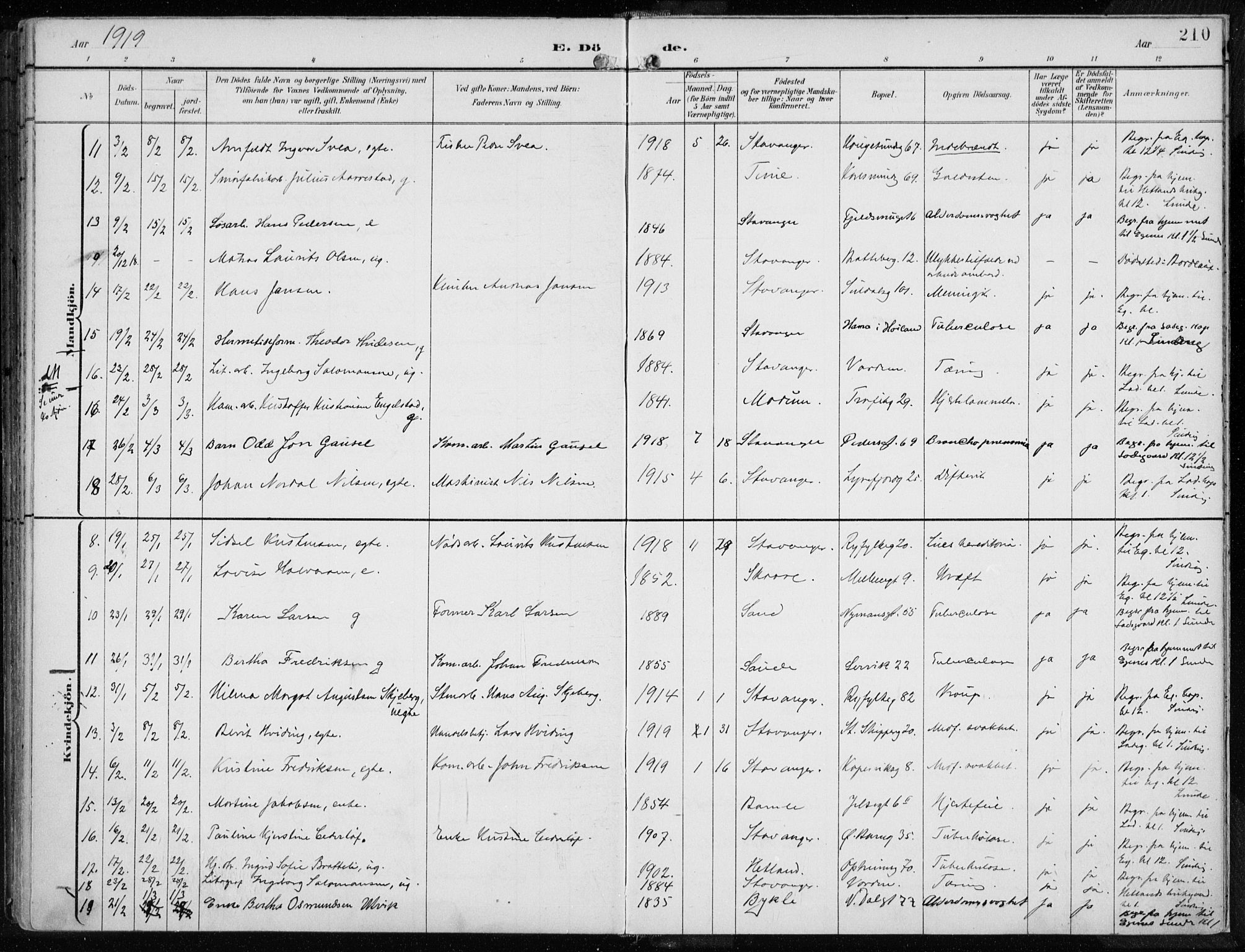 St. Johannes sokneprestkontor, SAST/A-101814/001/30/30BA/L0005: Ministerialbok nr. A 5, 1898-1919, s. 210