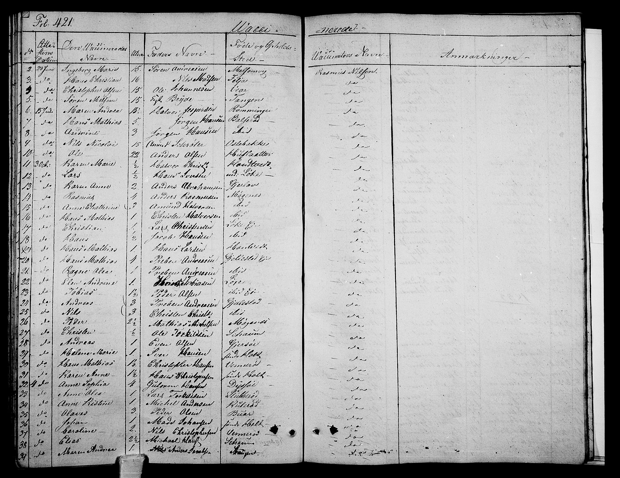 Stokke kirkebøker, AV/SAKO-A-320/F/Fa/L0006: Ministerialbok nr. I 6, 1826-1843, s. 421
