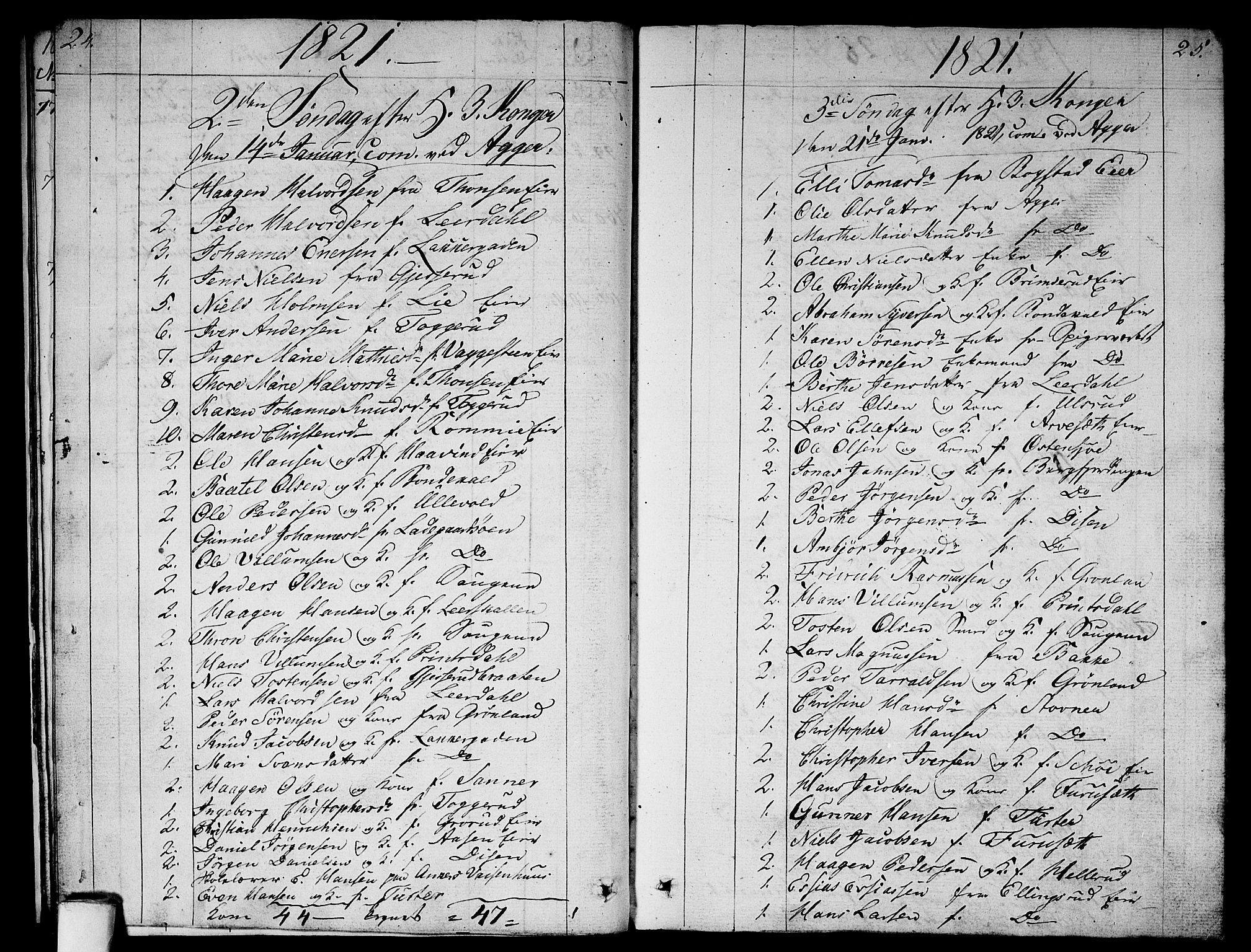 Aker prestekontor kirkebøker, AV/SAO-A-10861/G/L0003: Klokkerbok nr. 3, 1819-1836, s. 24-25