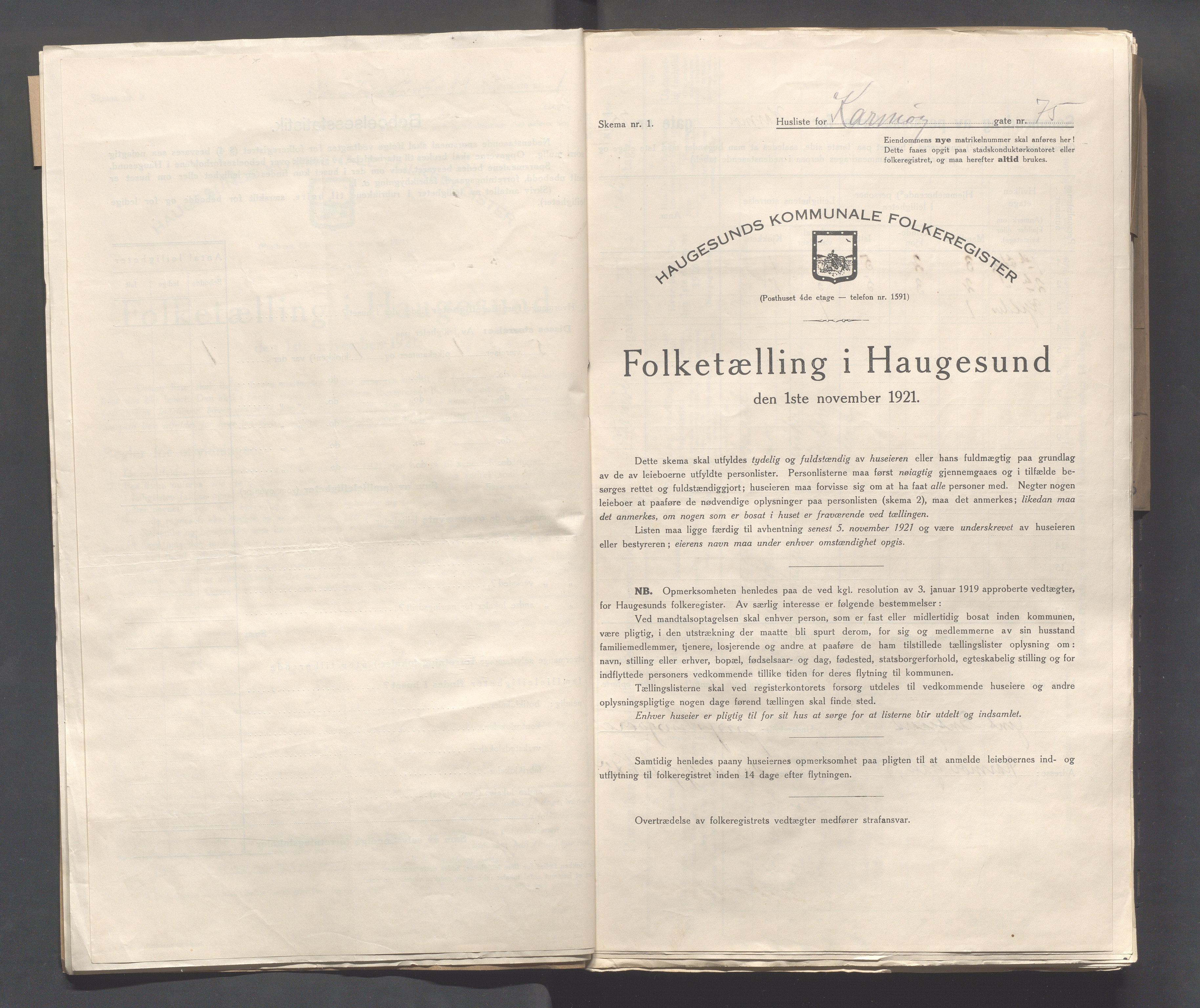 IKAR, Kommunal folketelling 1.11.1921 for Haugesund, 1921, s. 2635