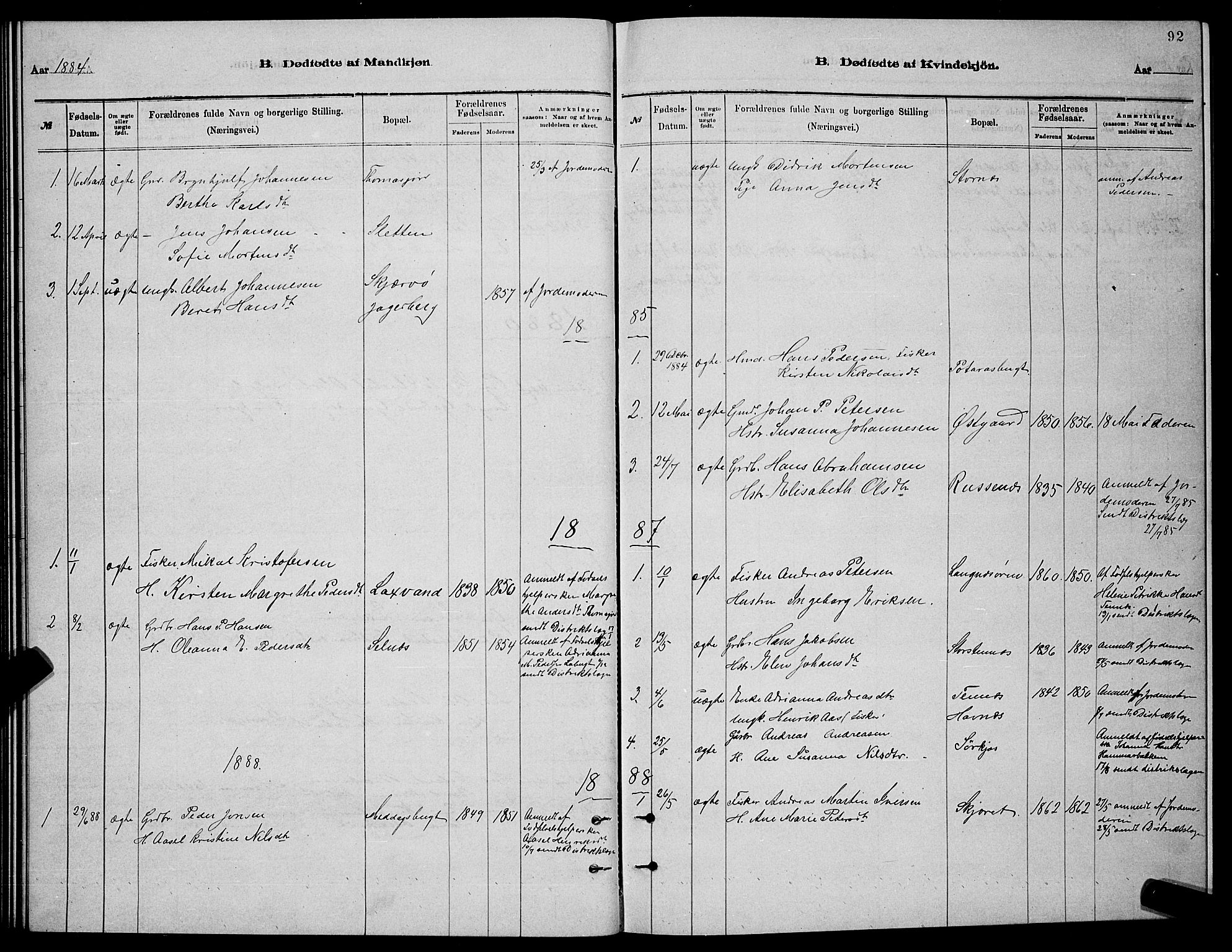 Balsfjord sokneprestembete, AV/SATØ-S-1303/G/Gab/L0007klokker: Klokkerbok nr. 7, 1878-1889, s. 92