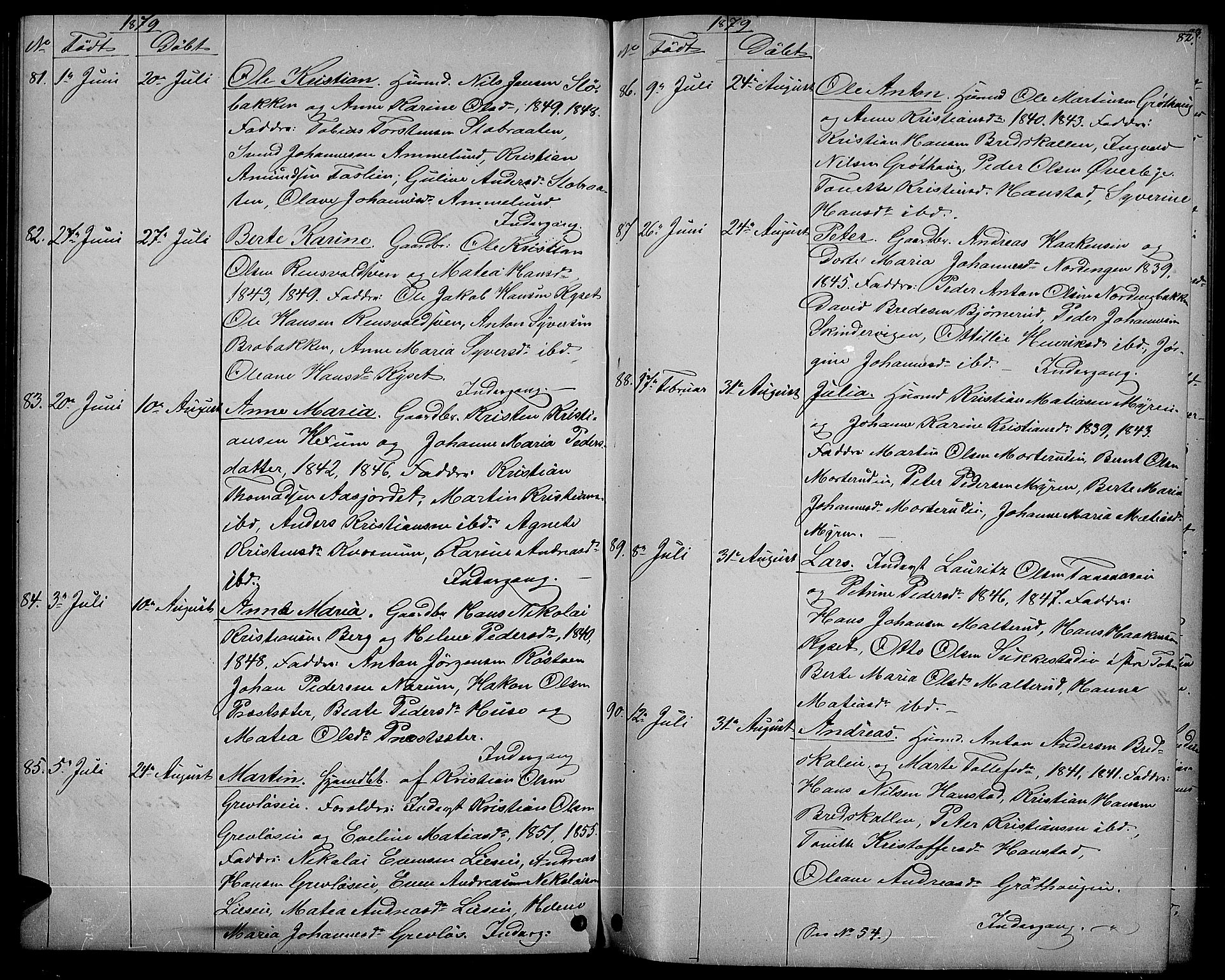 Vestre Toten prestekontor, AV/SAH-PREST-108/H/Ha/Hab/L0006: Klokkerbok nr. 6, 1870-1887, s. 82