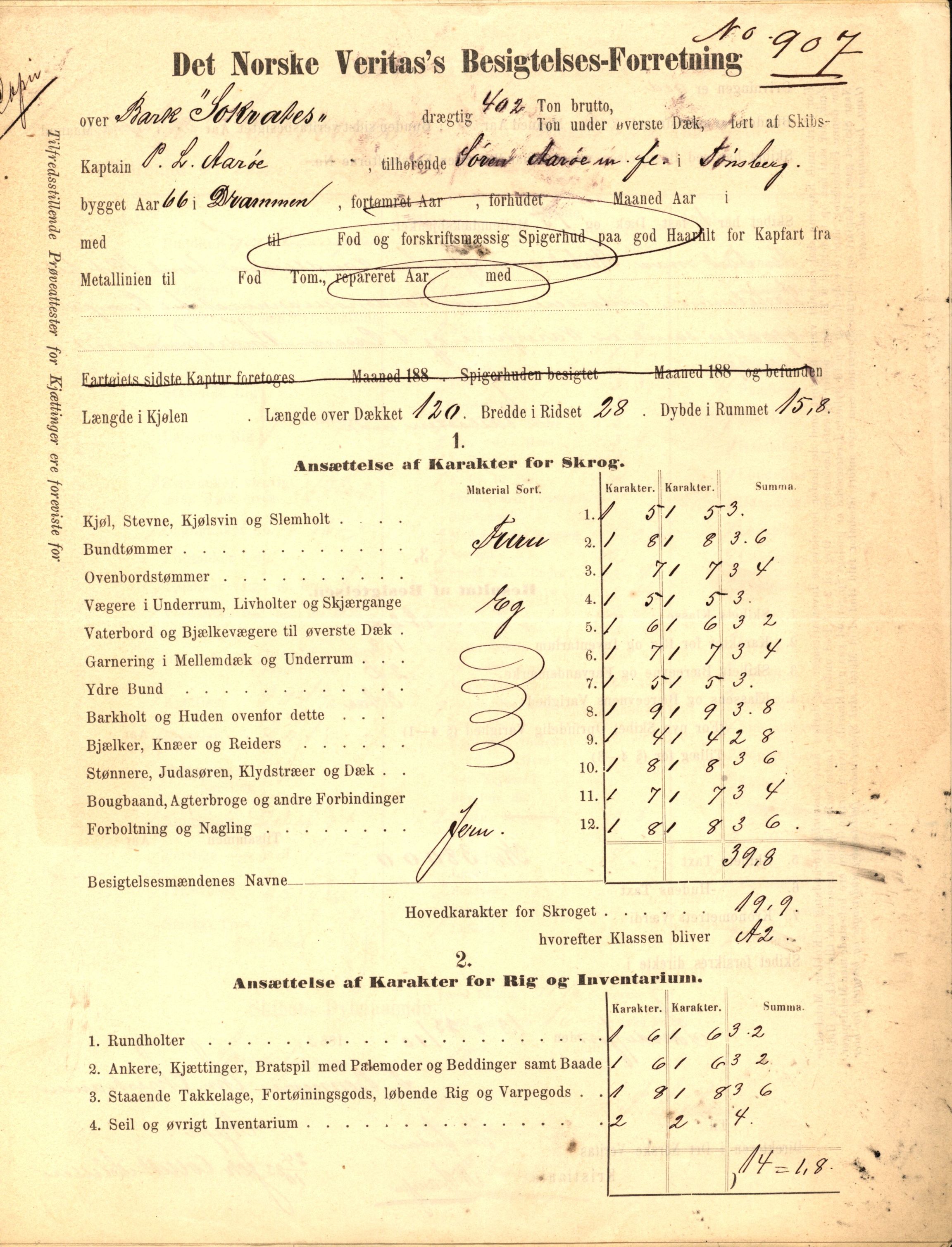 Pa 63 - Østlandske skibsassuranceforening, VEMU/A-1079/G/Ga/L0017/0002: Havaridokumenter / St. Lawrence, Frank, Souvenir, Sokrates, Augwald, 1884, s. 54