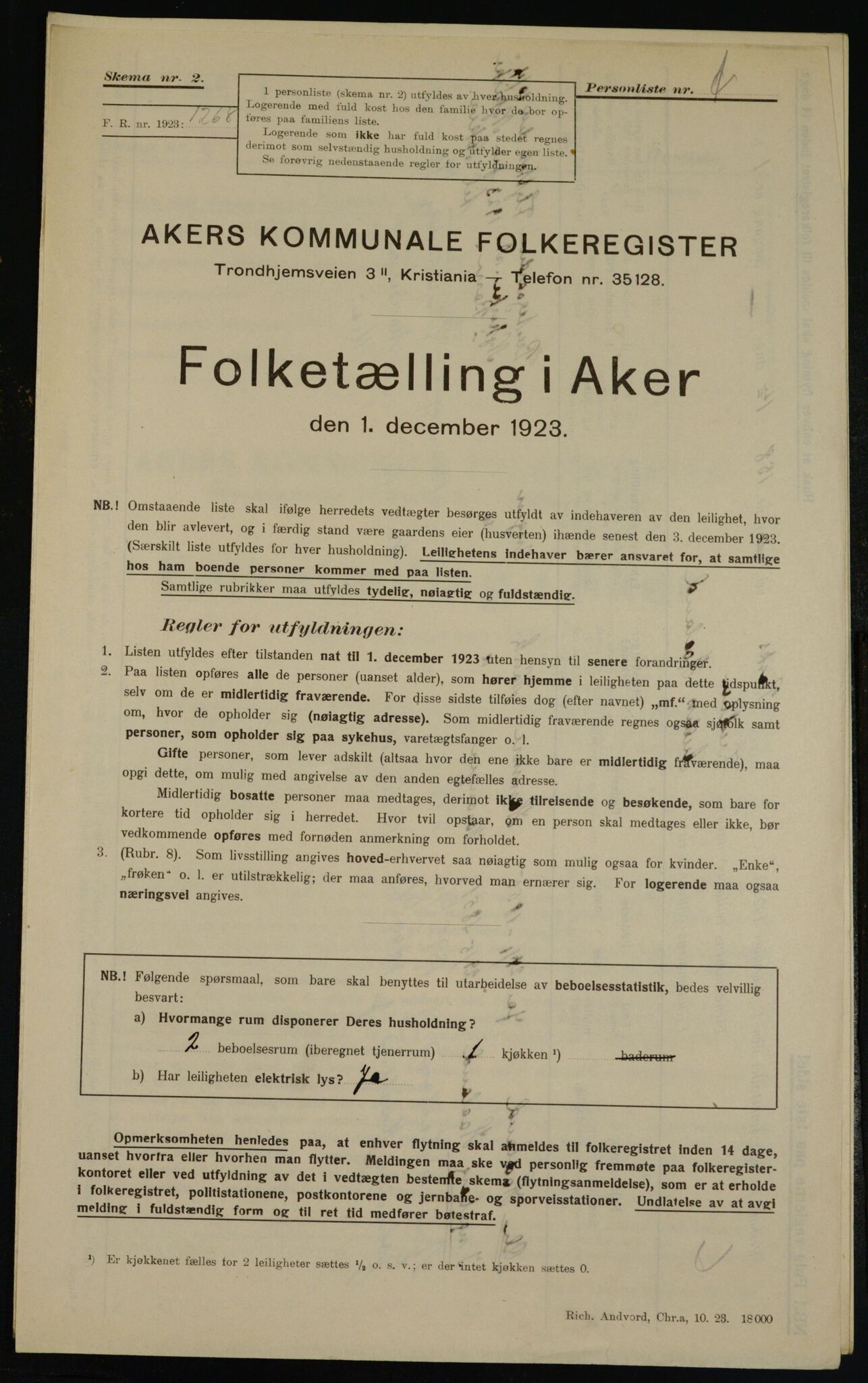 , Kommunal folketelling 1.12.1923 for Aker, 1923, s. 43963