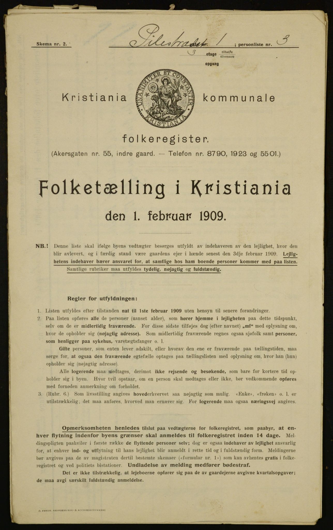 OBA, Kommunal folketelling 1.2.1909 for Kristiania kjøpstad, 1909, s. 71383