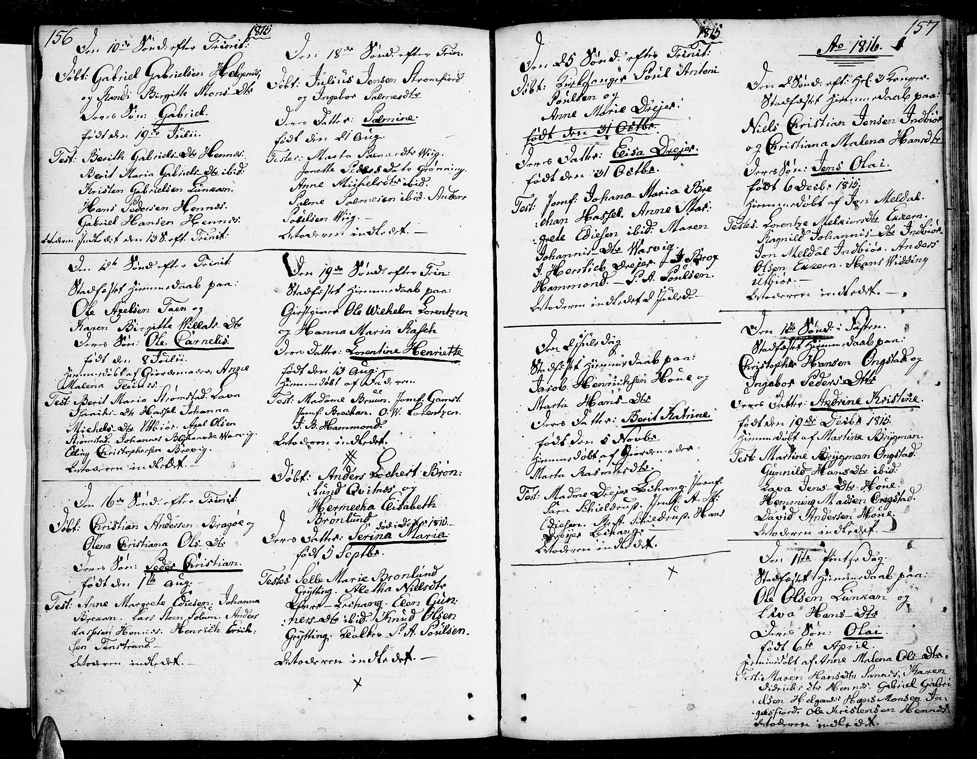Ministerialprotokoller, klokkerbøker og fødselsregistre - Nordland, AV/SAT-A-1459/888/L1235: Ministerialbok nr. 888A04 /1, 1812-1820, s. 156-157