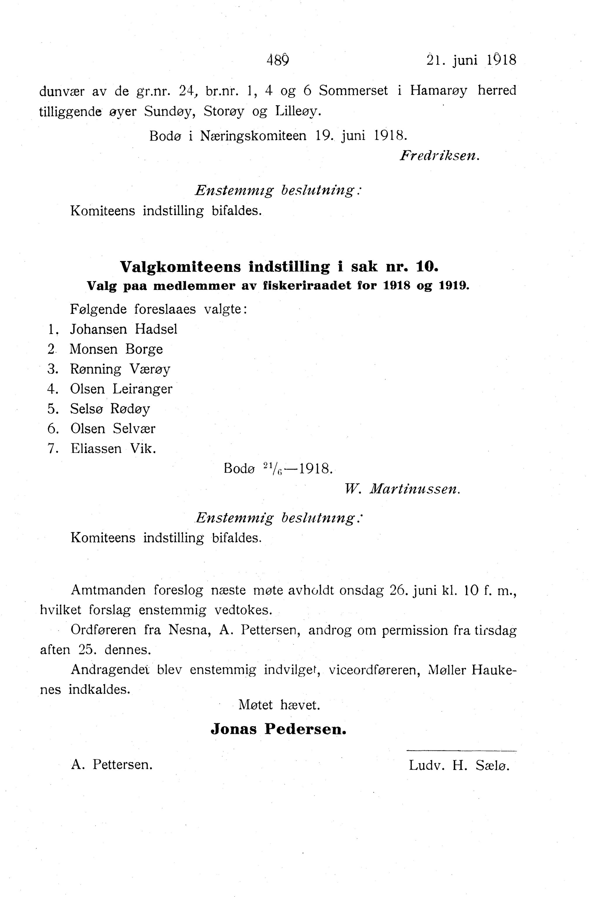 Nordland Fylkeskommune. Fylkestinget, AIN/NFK-17/176/A/Ac/L0041: Fylkestingsforhandlinger 1918, 1918