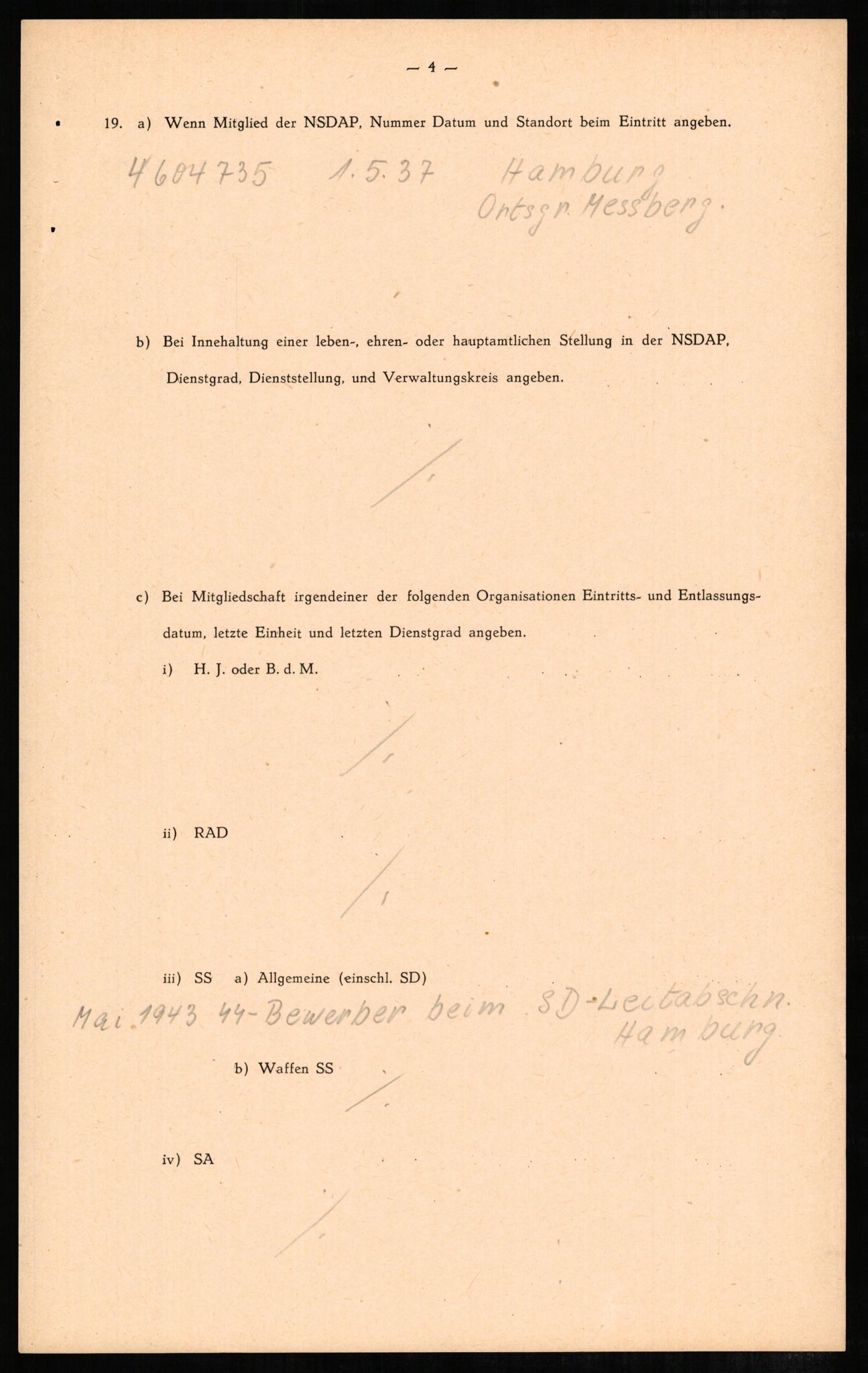 Forsvaret, Forsvarets overkommando II, AV/RA-RAFA-3915/D/Db/L0005: CI Questionaires. Tyske okkupasjonsstyrker i Norge. Tyskere., 1945-1946, s. 188