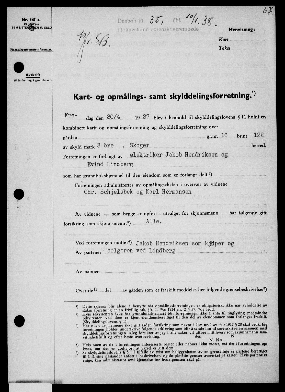 Holmestrand sorenskriveri, SAKO/A-67/G/Ga/Gaa/L0049: Pantebok nr. A-49, 1937-1938, Dagboknr: 35/1938