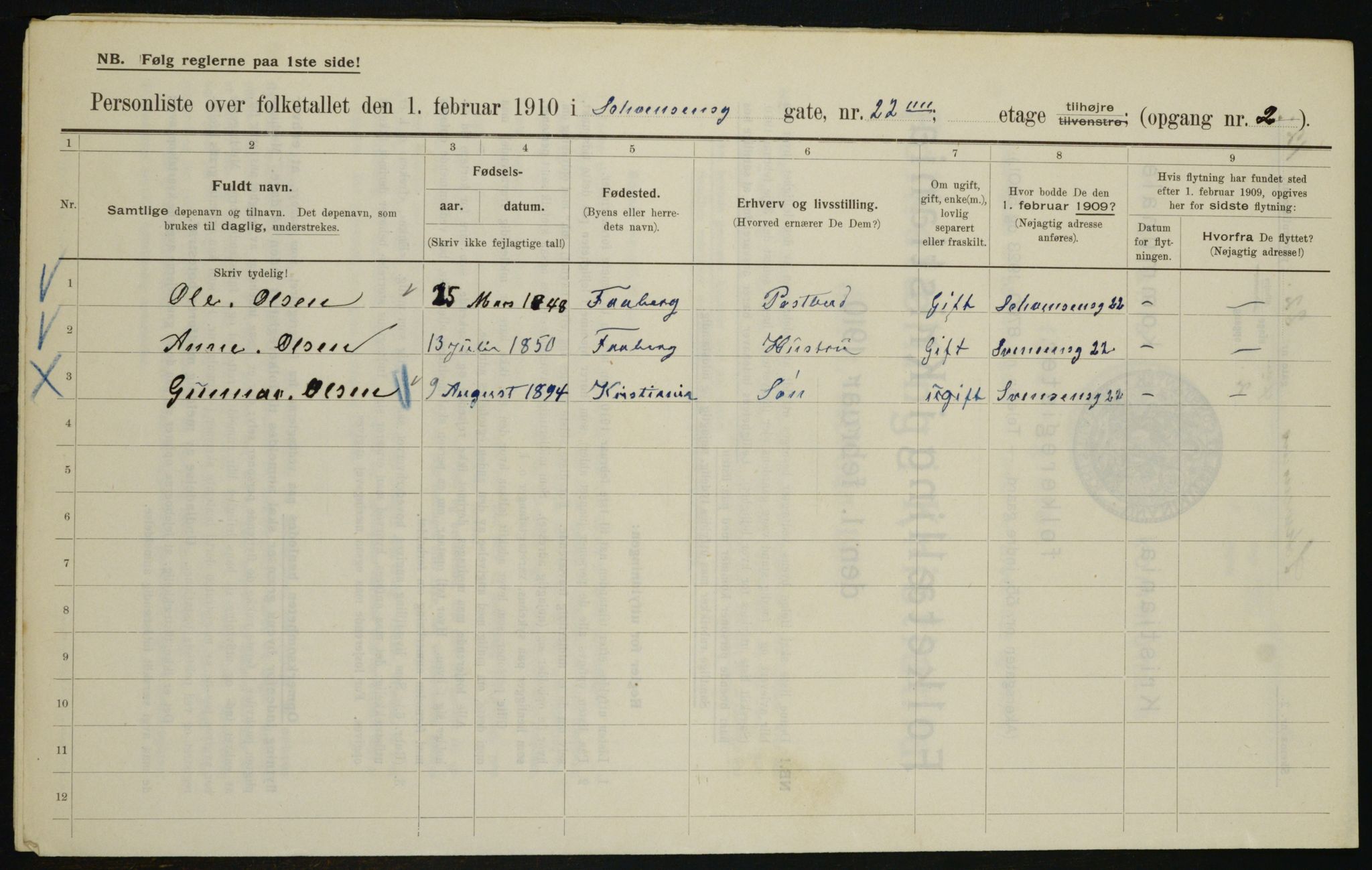 OBA, Kommunal folketelling 1.2.1910 for Kristiania, 1910, s. 88723