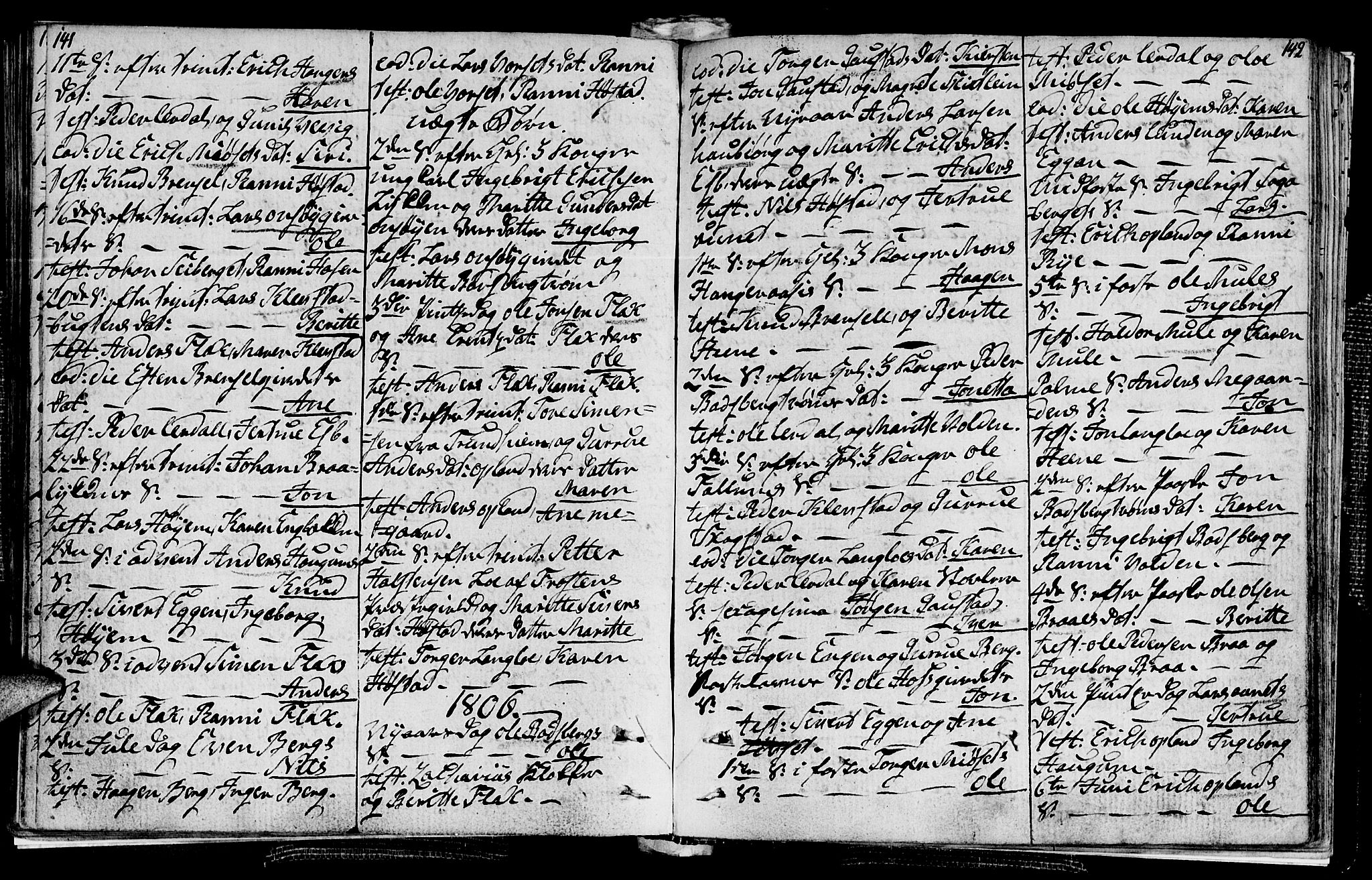 Ministerialprotokoller, klokkerbøker og fødselsregistre - Sør-Trøndelag, AV/SAT-A-1456/612/L0371: Ministerialbok nr. 612A05, 1803-1816, s. 141-142