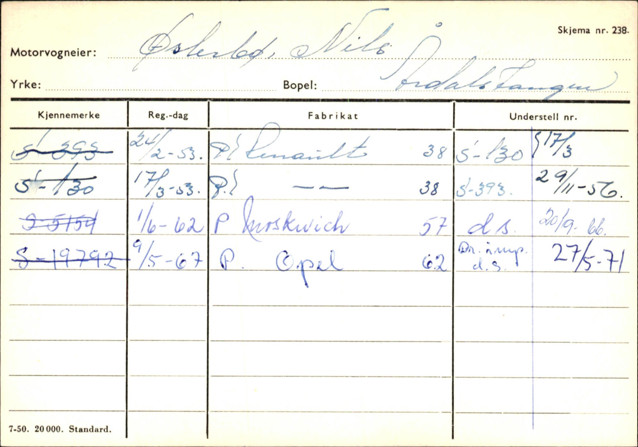 Statens vegvesen, Sogn og Fjordane vegkontor, AV/SAB-A-5301/4/F/L0146: Registerkort Årdal R-Å samt diverse kort, 1945-1975, s. 1622