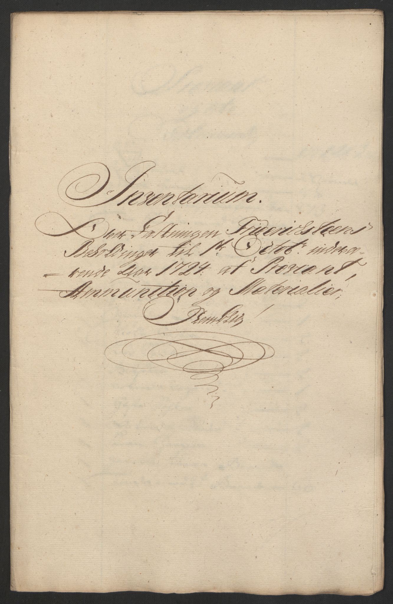 Kommanderende general (KG I) med Det norske krigsdirektorium, RA/EA-5419/D/L0153: Fredriksten festning: Brev, inventarfortegnelser og regnskapsekstrakter, 1724-1729, s. 191